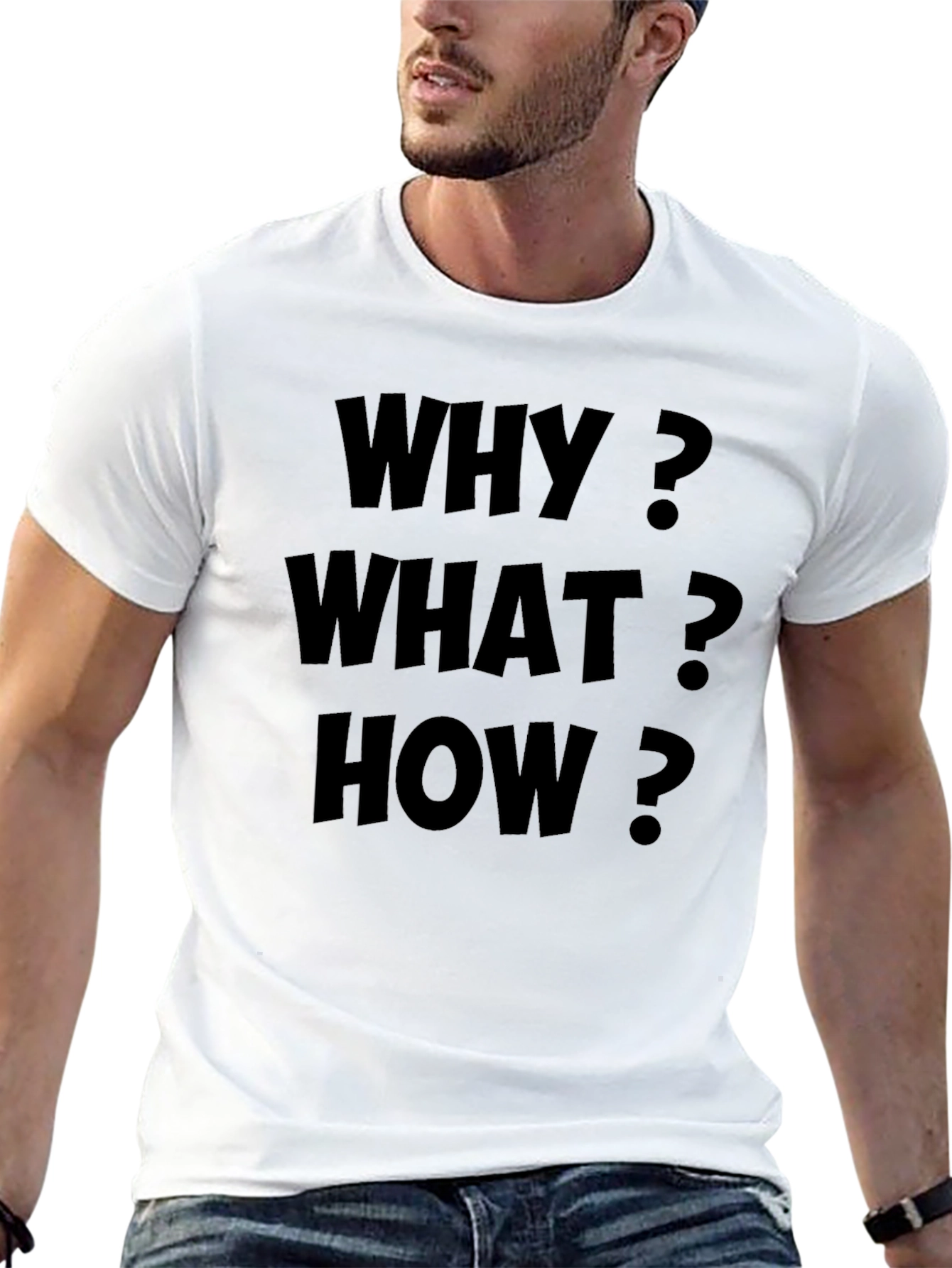 Why What How? Graphic Tee - Black Cotton T-Shirt