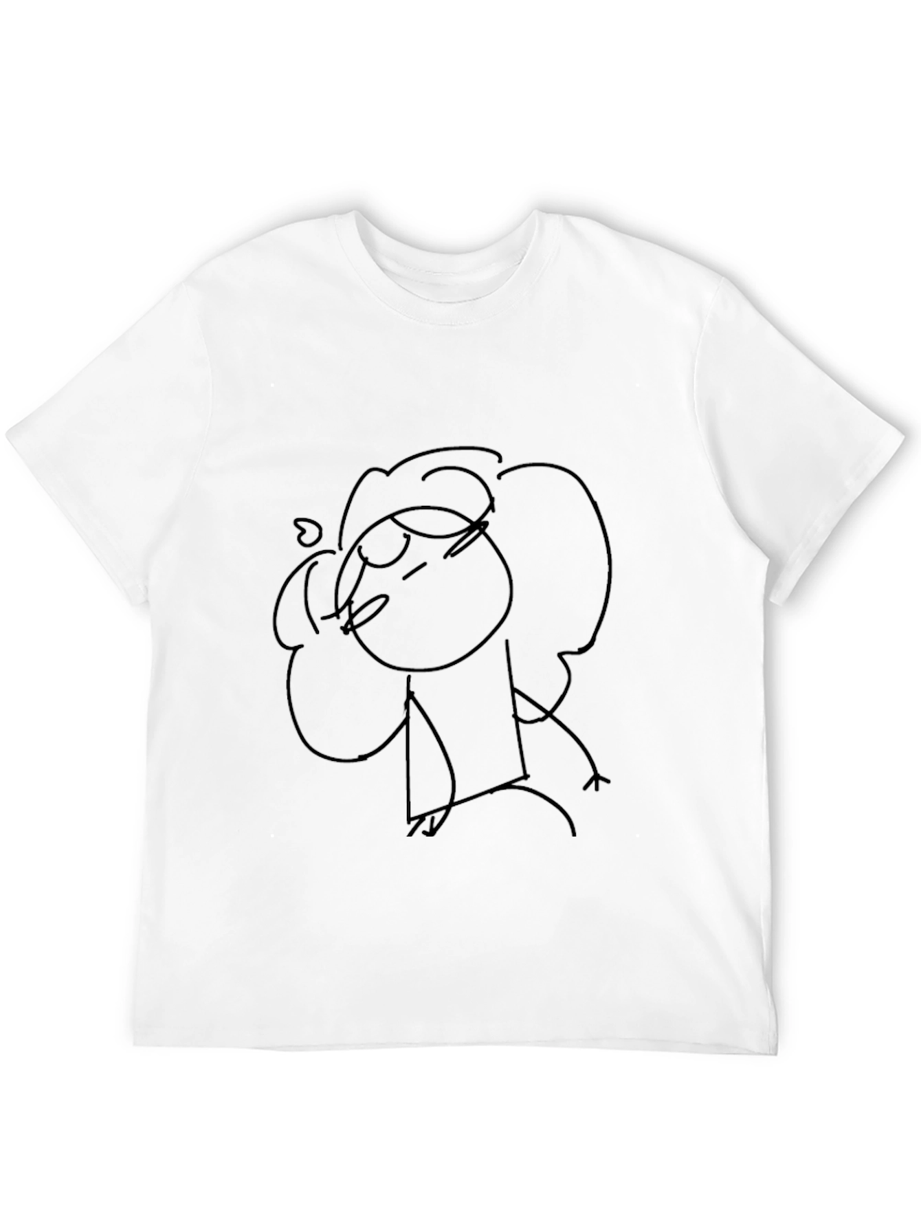 Sketchy Character Graphic Tee - Black Cotton Blend