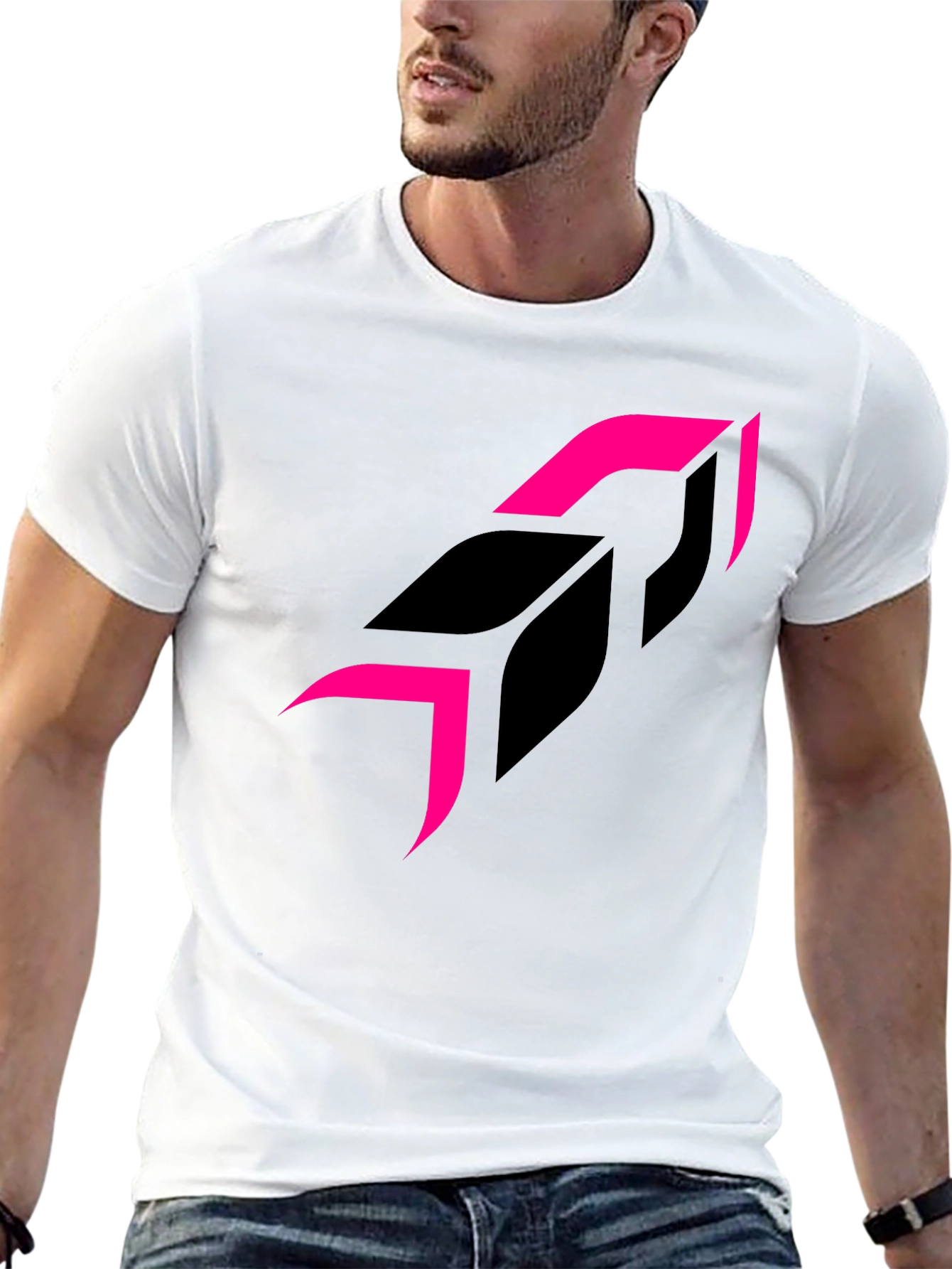 Modern Graphic Tee - Black Shirt Pink Accents