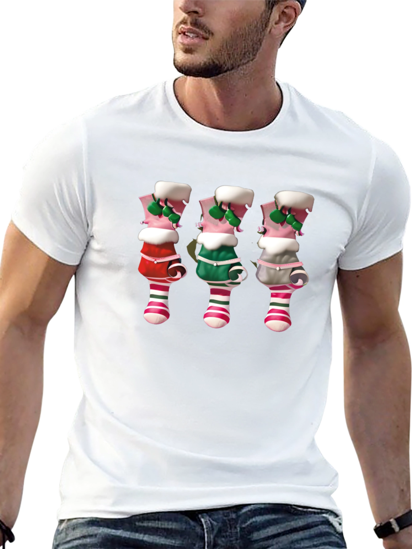 Festive Elf Boot Graphic Tee - Christmas Fun