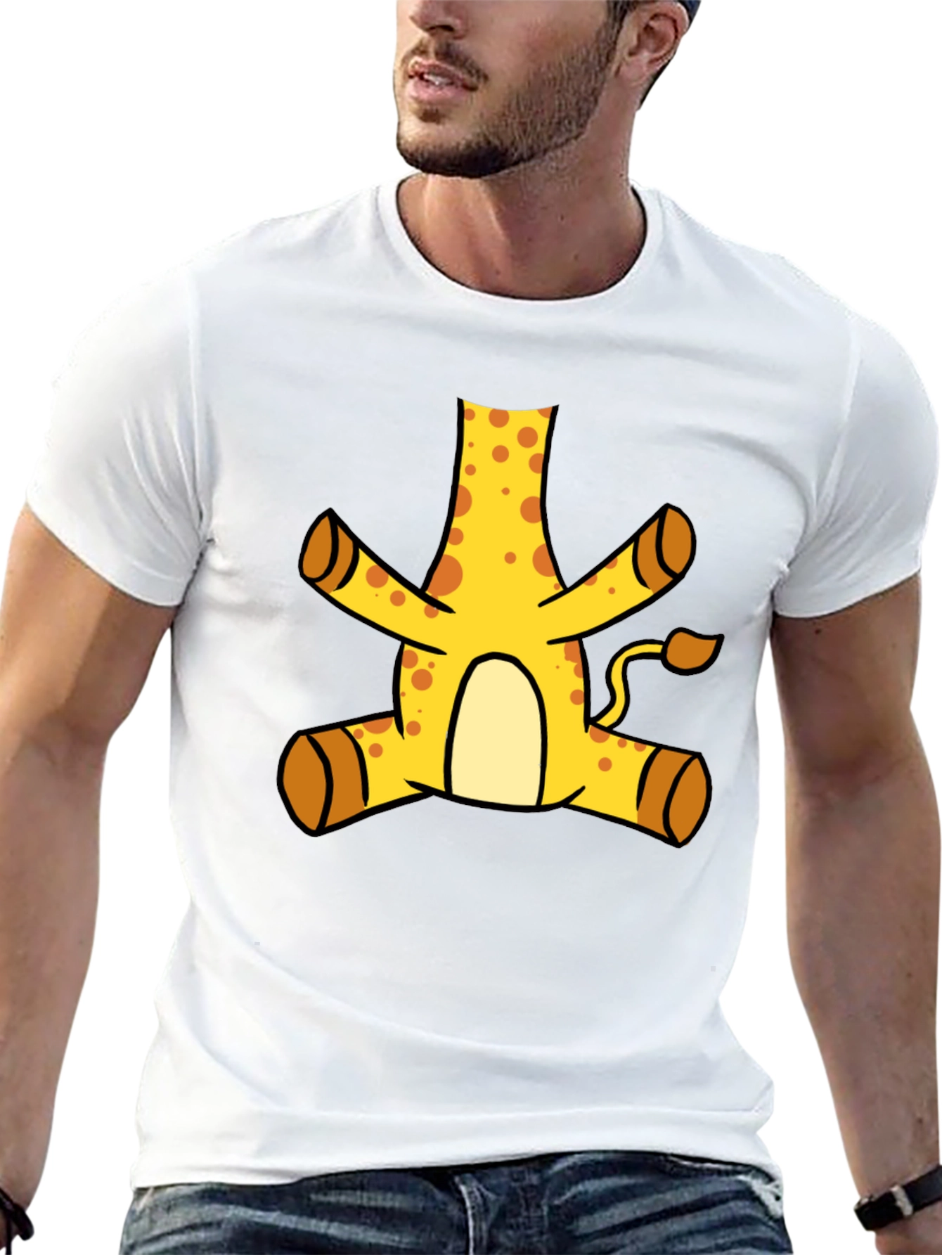 Funny Giraffe Cartoon Black T-Shirt