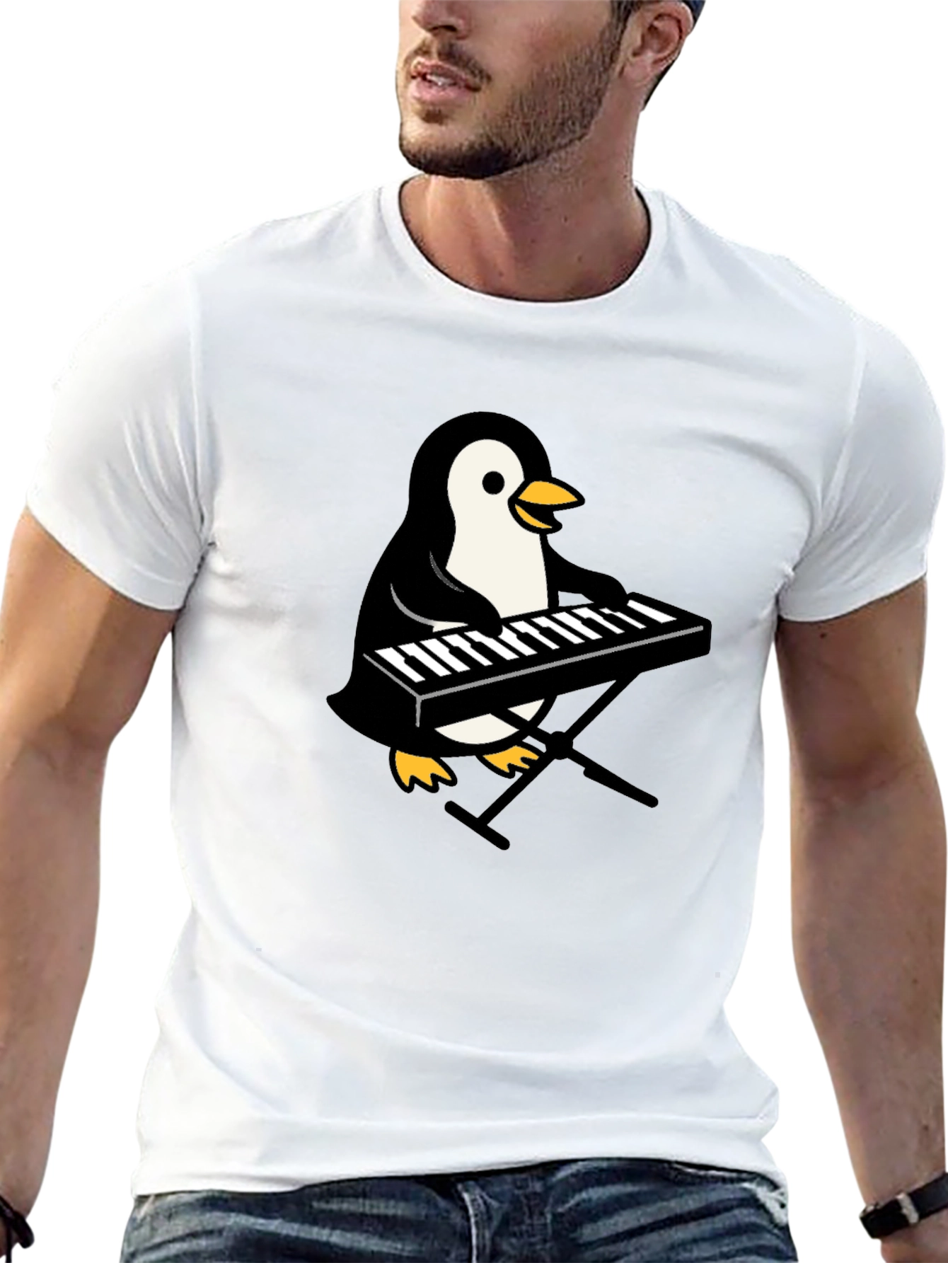 Penguin Musician T-Shirt - Cool Graphic Tee