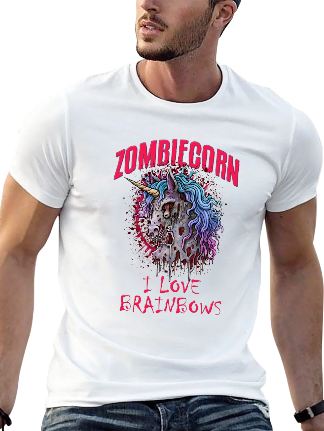 Zombiecorn I Love Brainbows Black T-Shirt