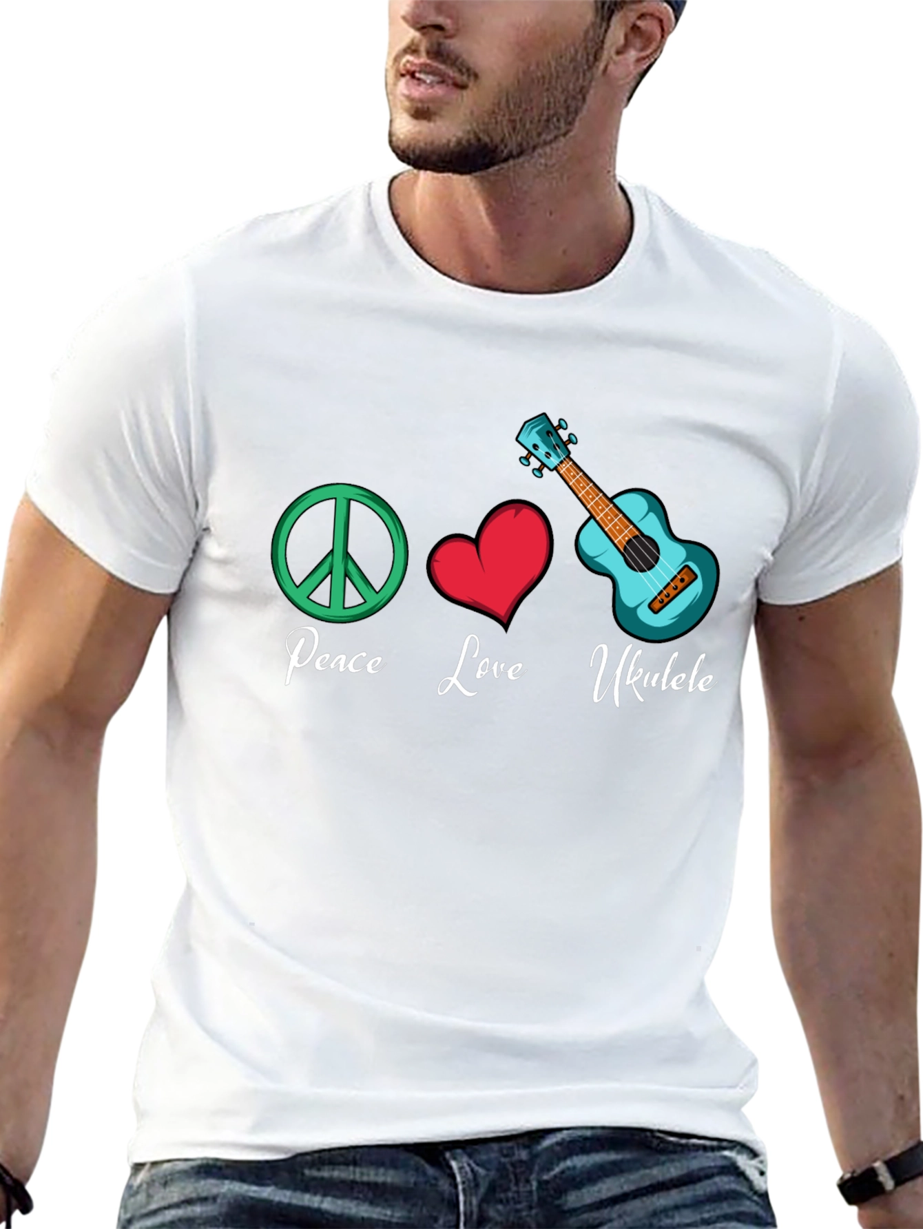 Peace Love Ukulele Graphic Tee