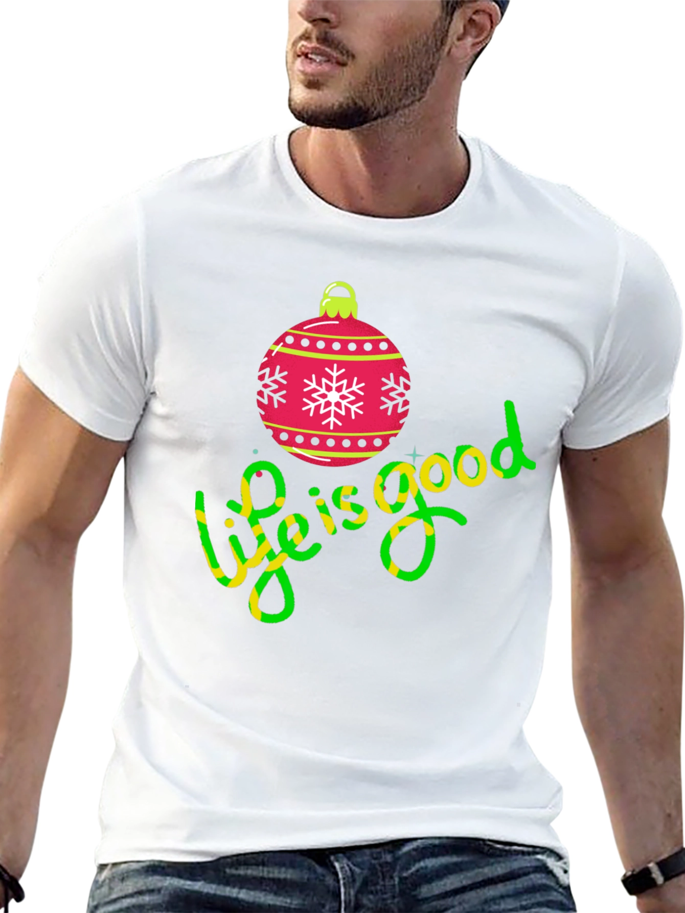 Festive Life is Good Christmas Ornament Tee