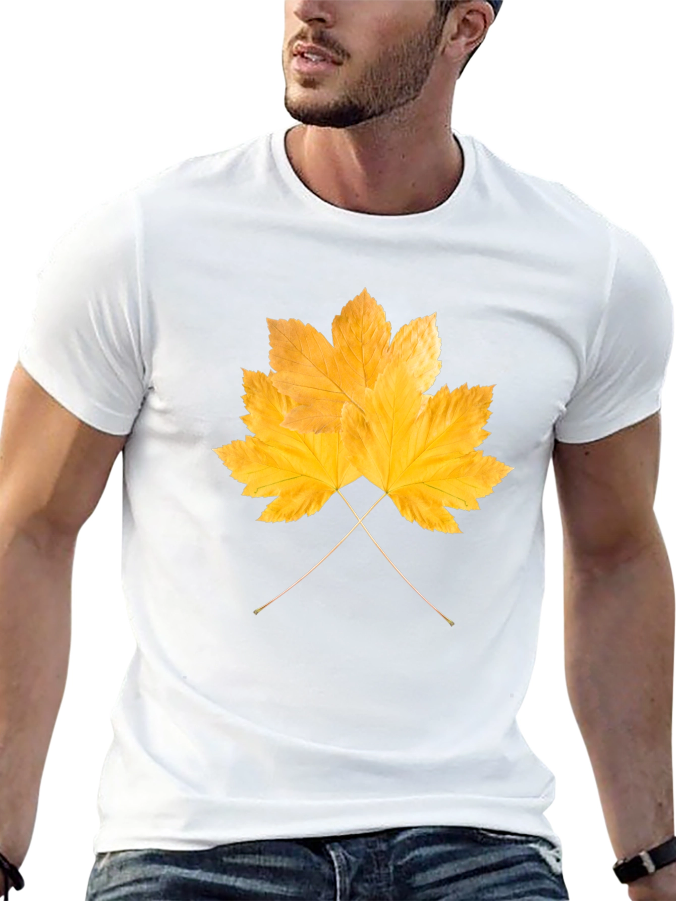 Autumn Leaf Graphic T-Shirt - Black Cotton Tee