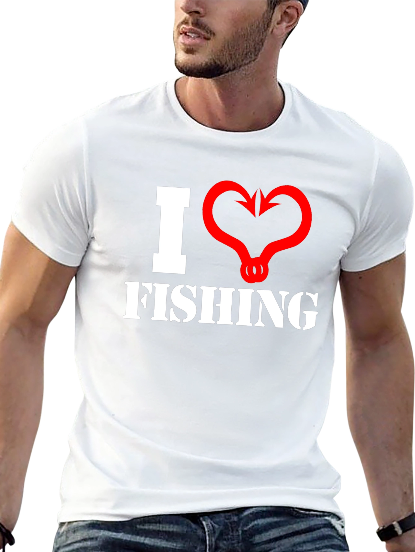 I Heart Fishing Graphic T-Shirt - Black