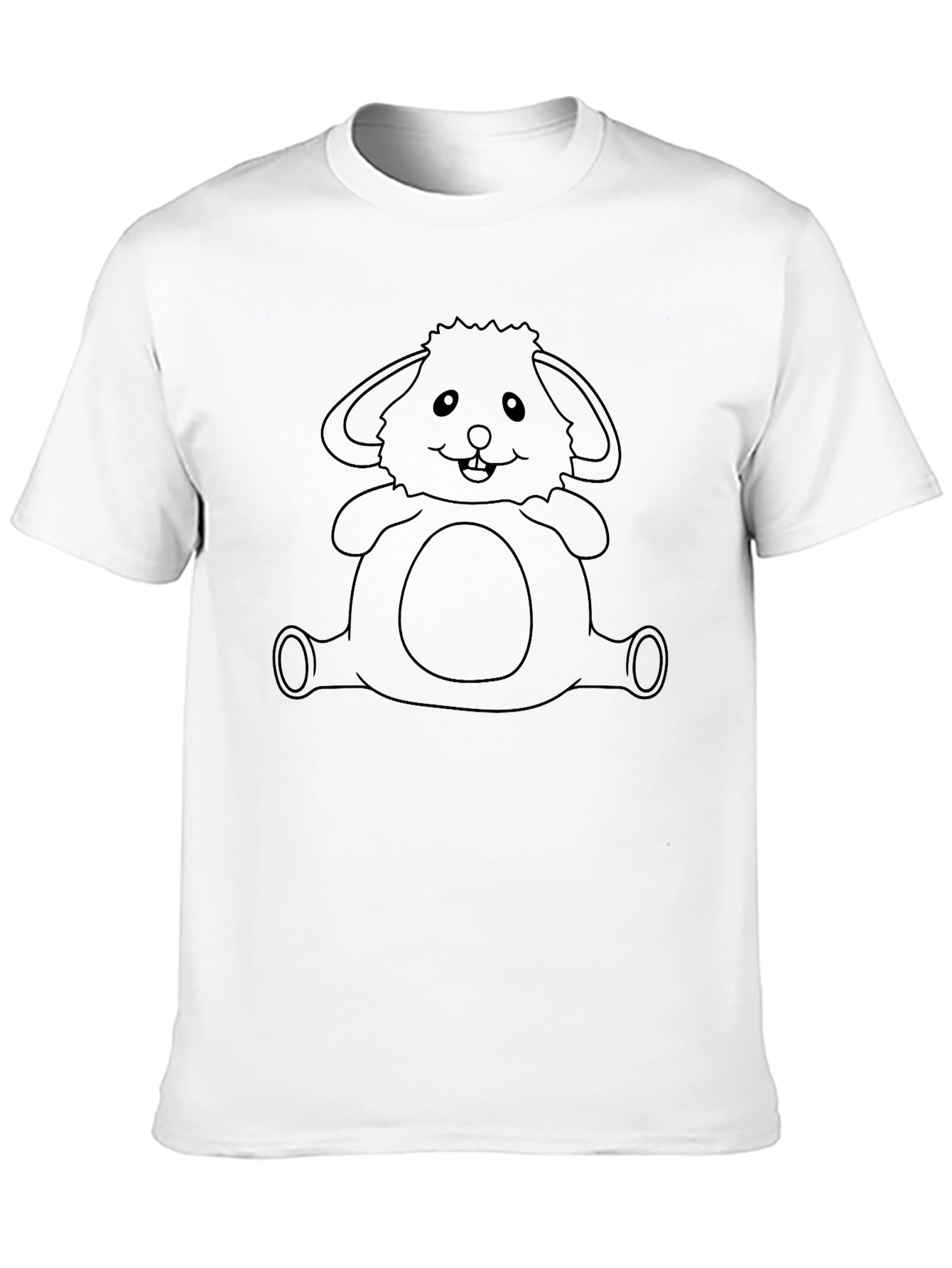 Cute Bunny Outline Graphic Black T-Shirt