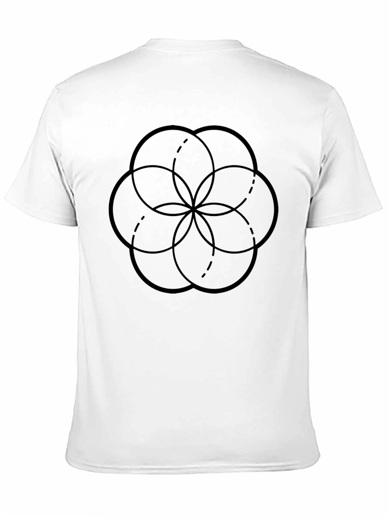 Geometric Flower Circle Design Tee - Black