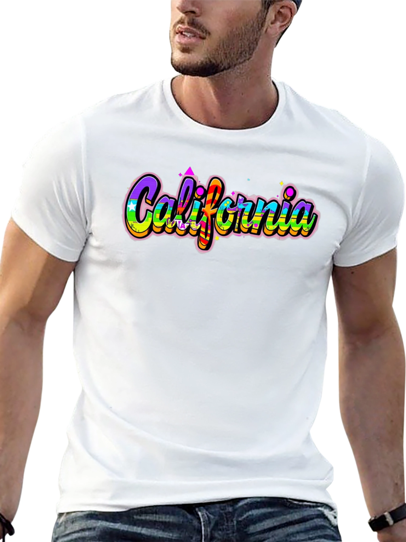 California Rainbow Graphic Tee - Stylish and Trendy