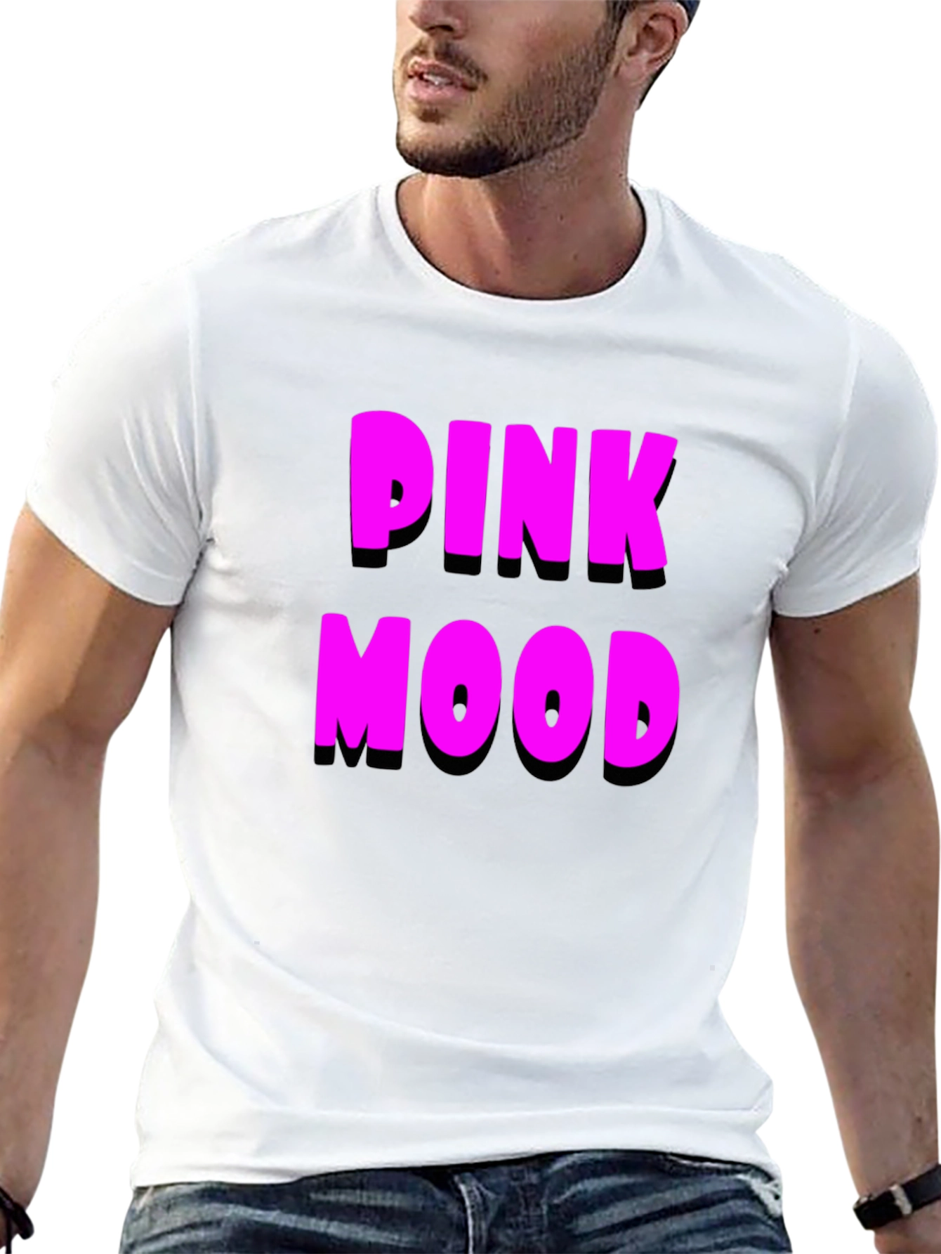 Pink Mood Graphic Black T-Shirt