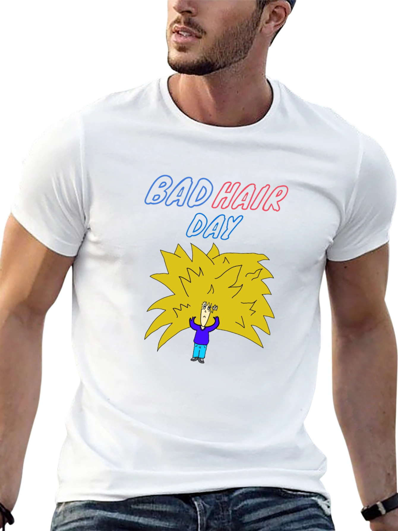 Bad Hair Day Graphic Tee - Funny Novelty T-Shirt