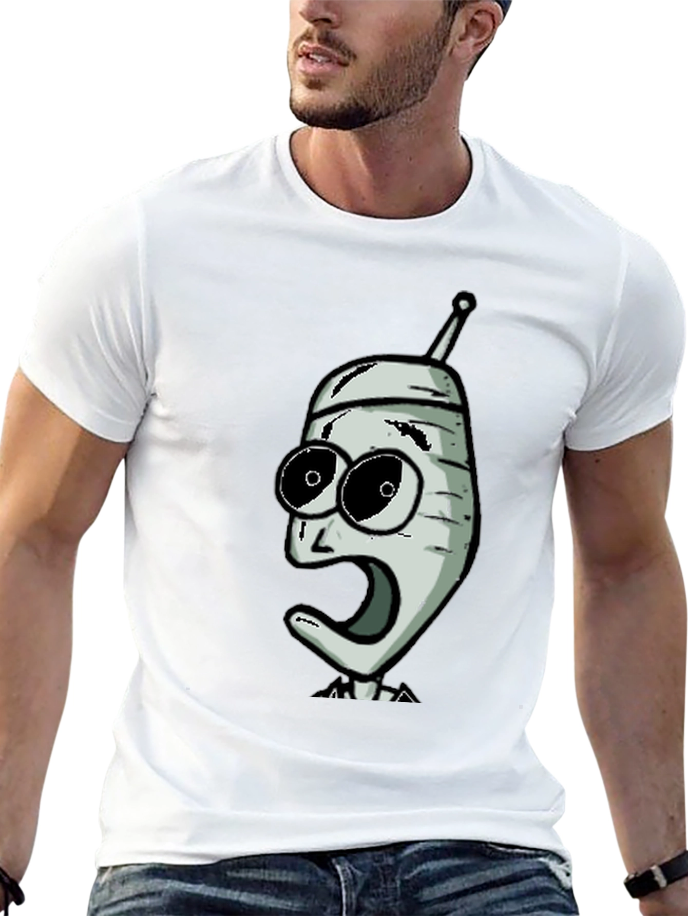 Cartoon Character Graphic Tee - Black