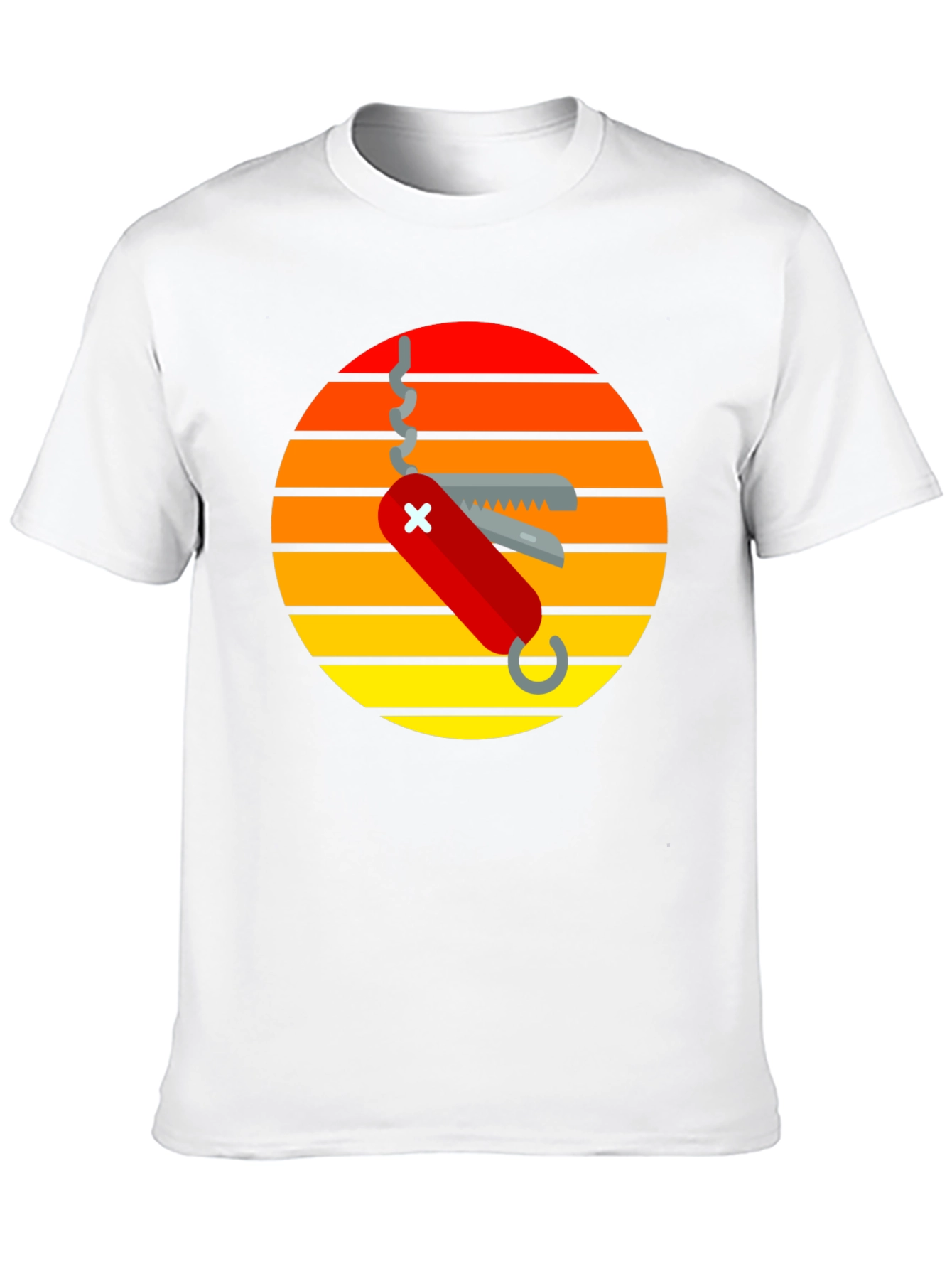 Swiss Army Knife Sunset Graphic T-Shirt