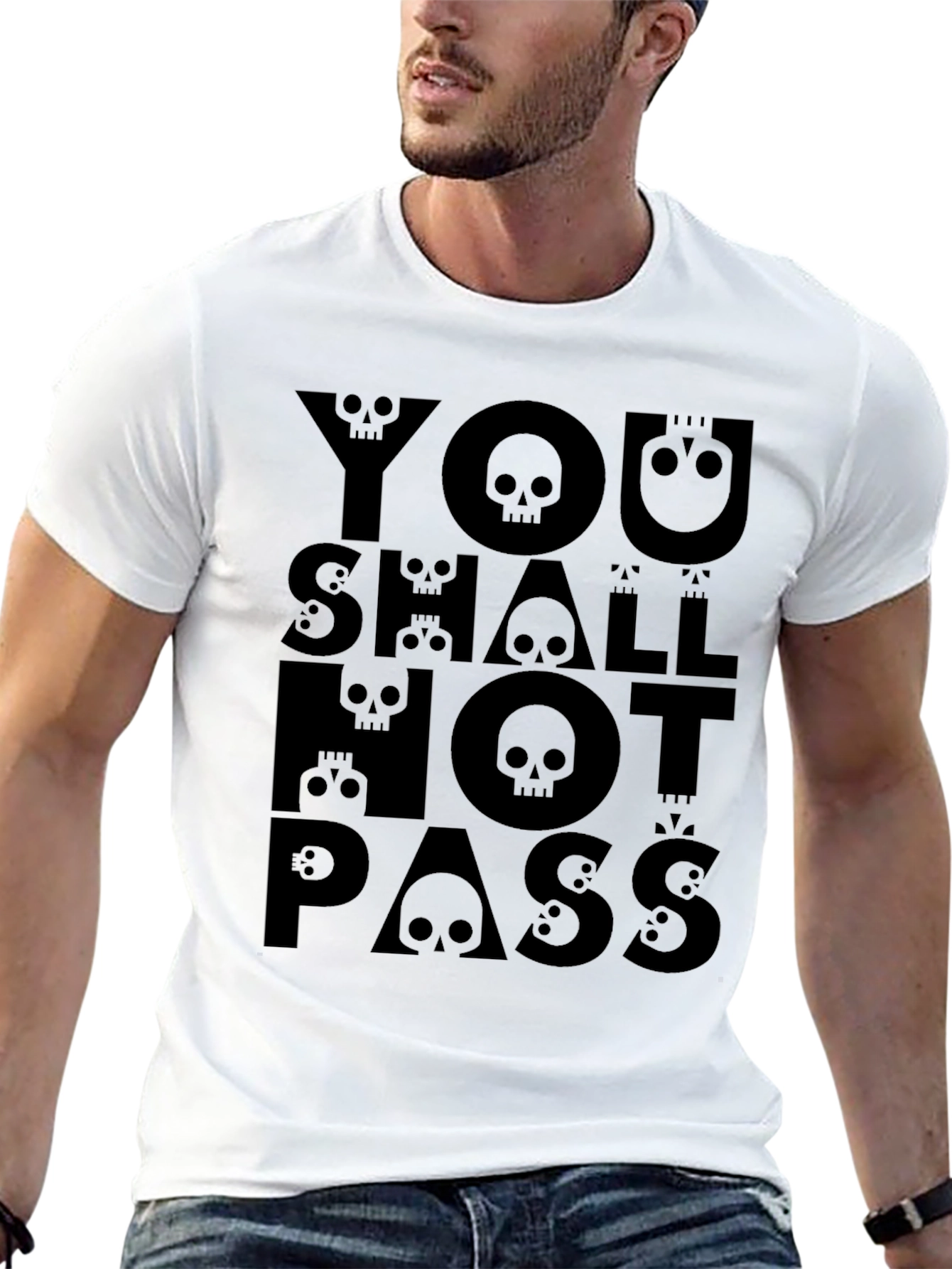 You Shall Not Pass Graphic T-Shirt - Skull Design