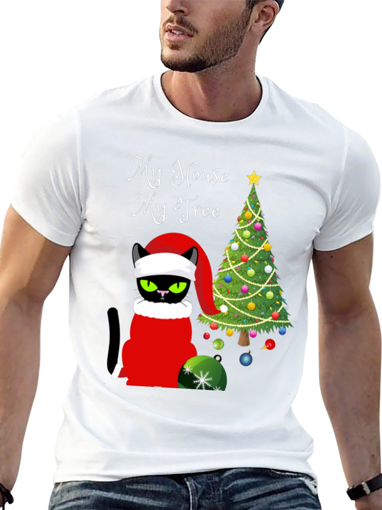 Grumpy Cat Christmas T-Shirt: My House My Tree