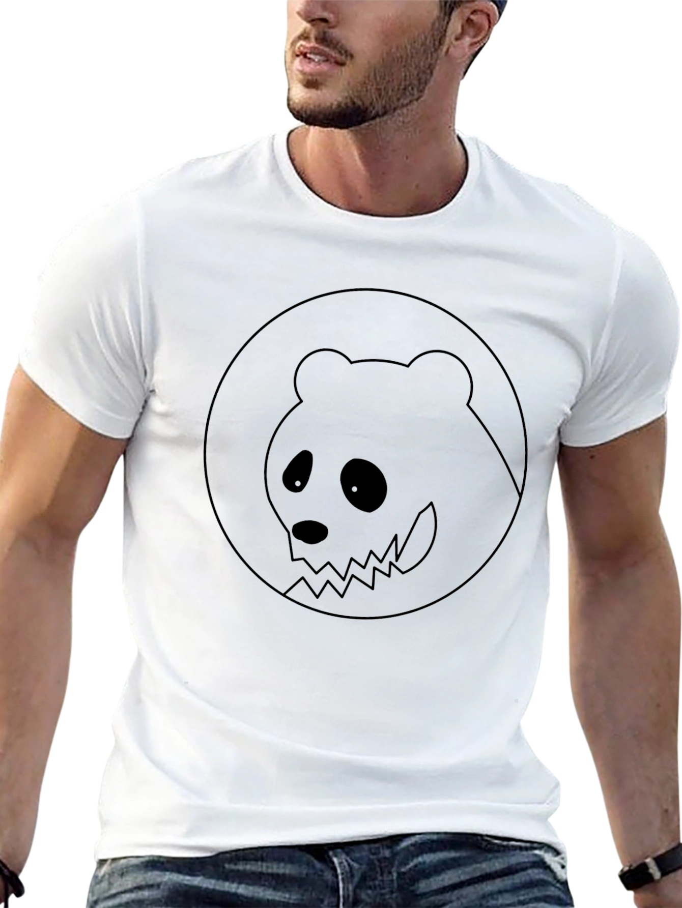 Black Panda Graphic Tee - Mens Crew Neck