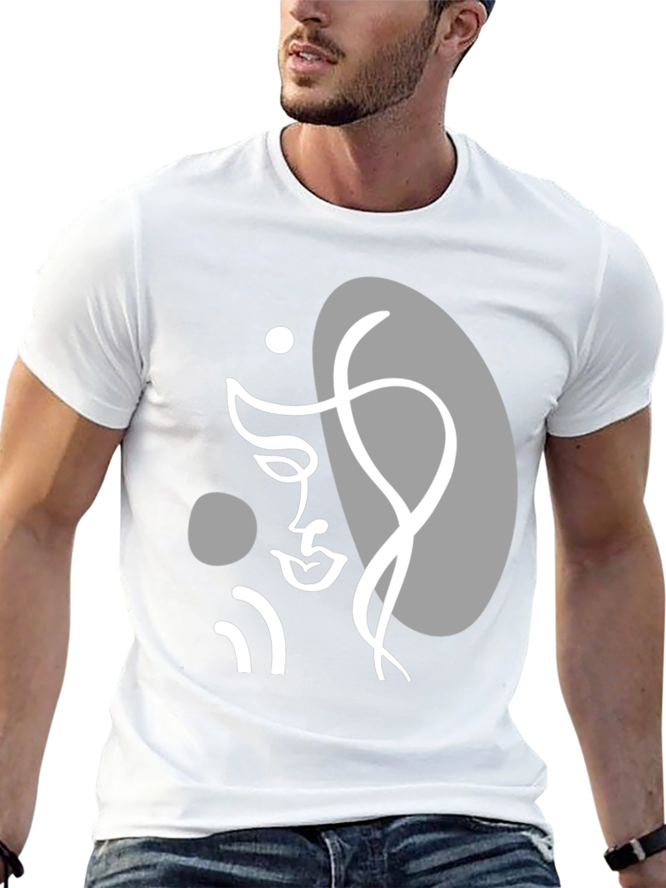 Abstract Face Graphic Tee - Modern Art T-Shirt