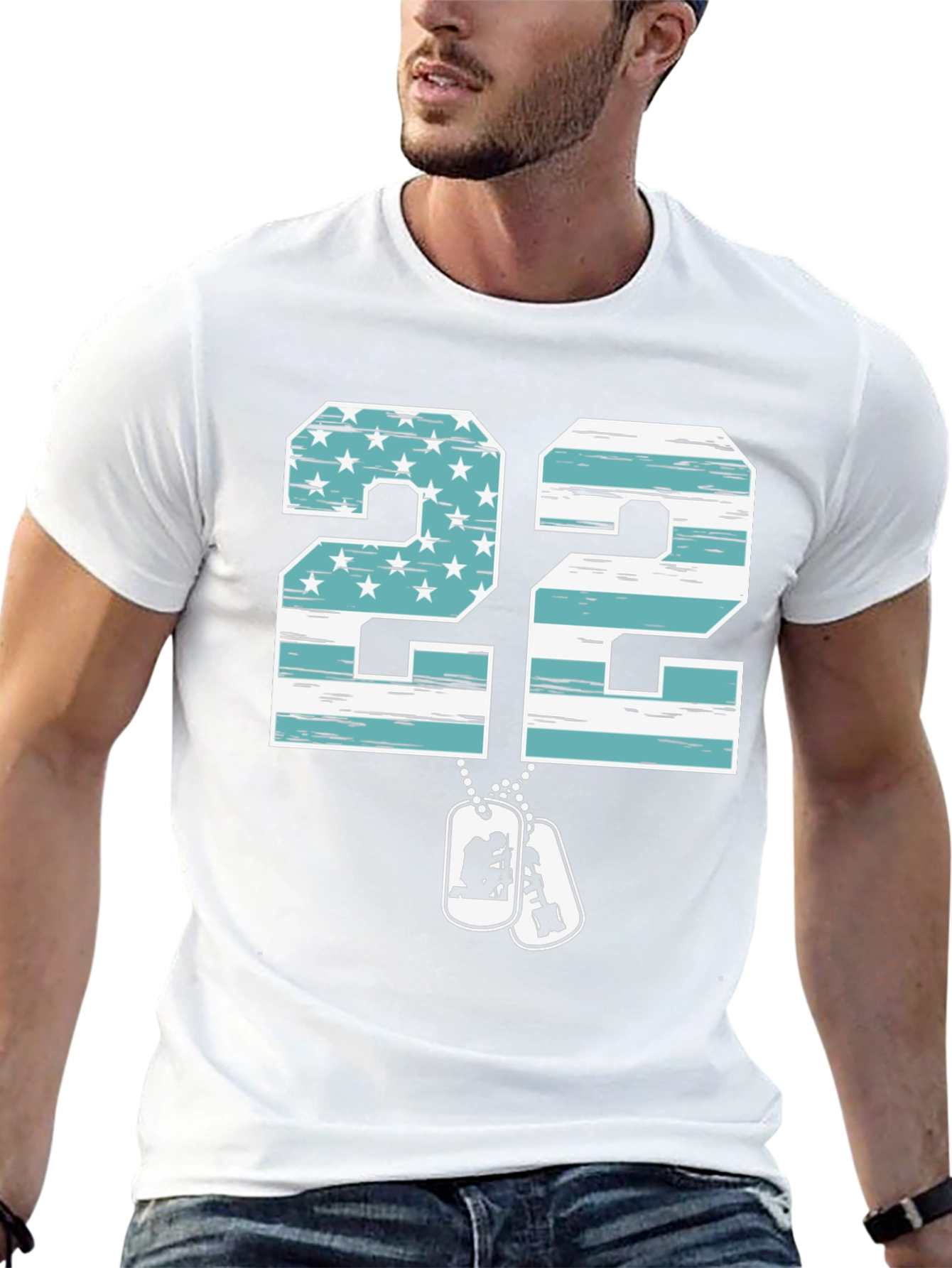 Patriotic 22 Veteran T-Shirt - American Flag Design