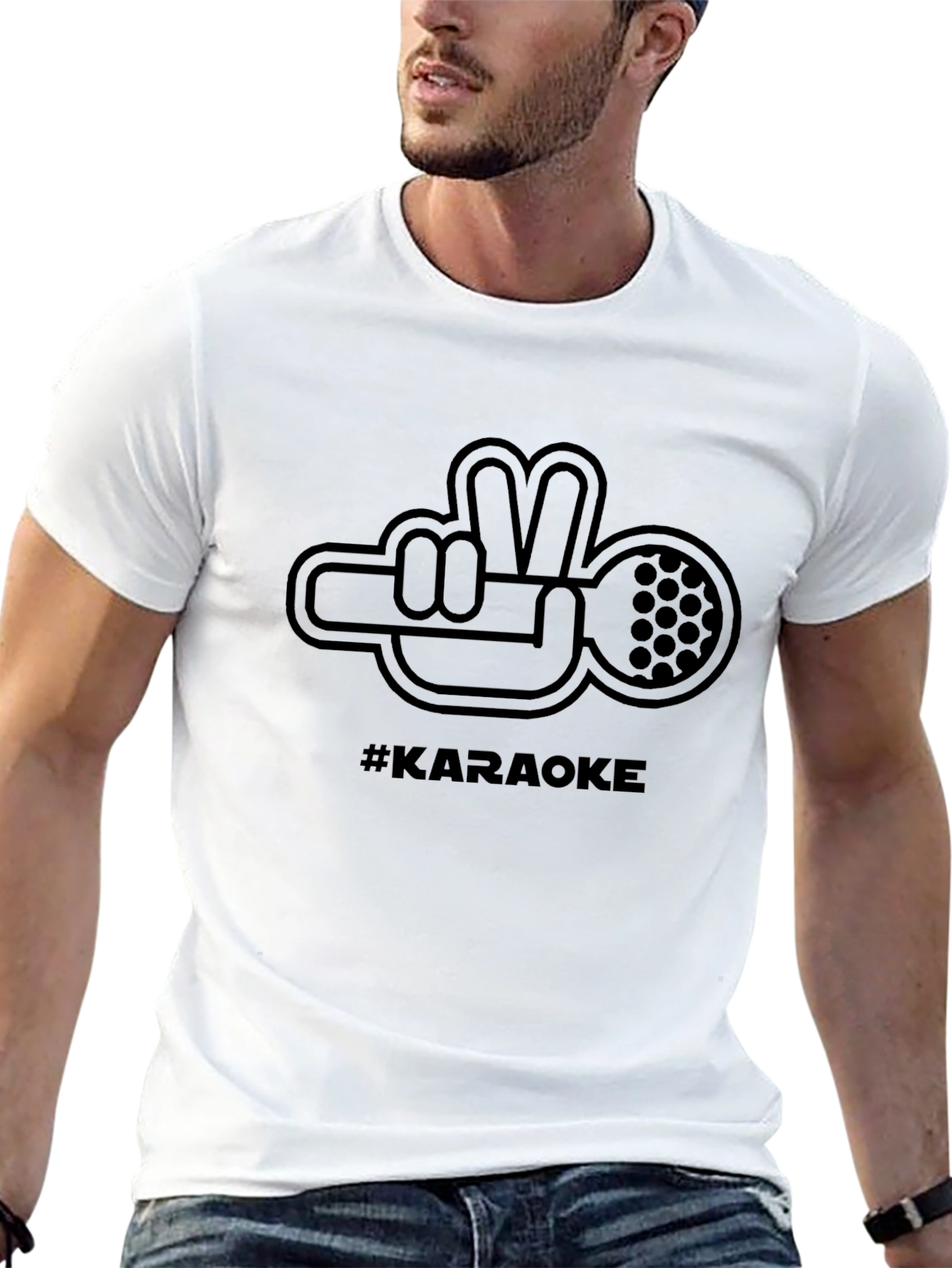 Karaoke Hand Peace Sign T-Shirt
