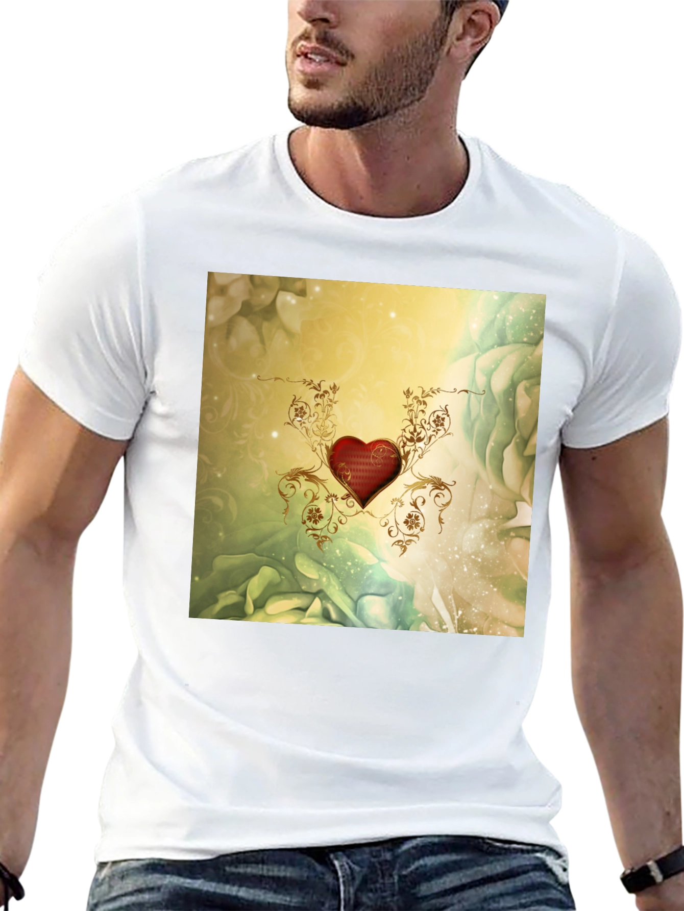 Elegant Heart Floral T-Shirt