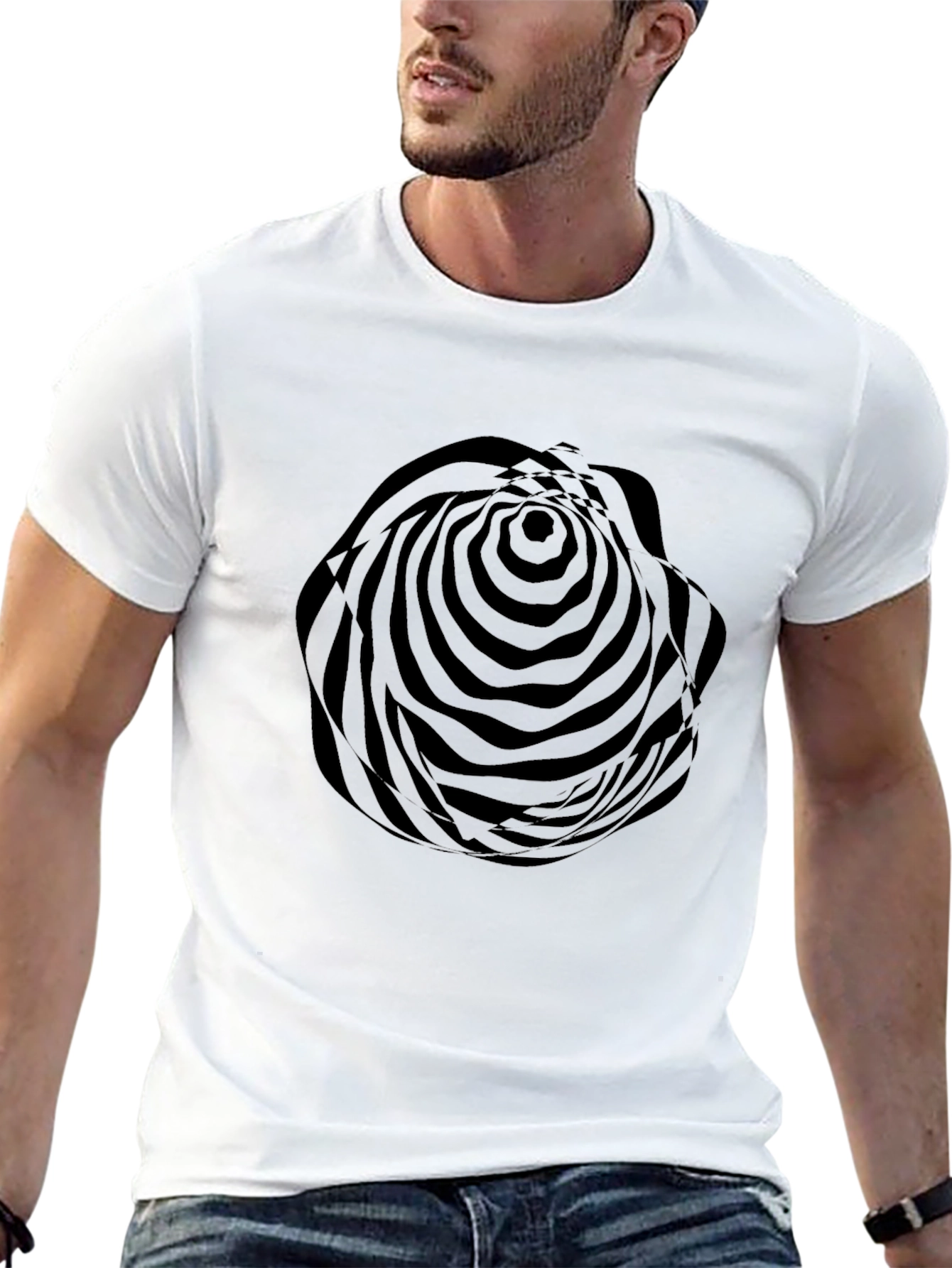 Optical Illusion Black Graphic Tee