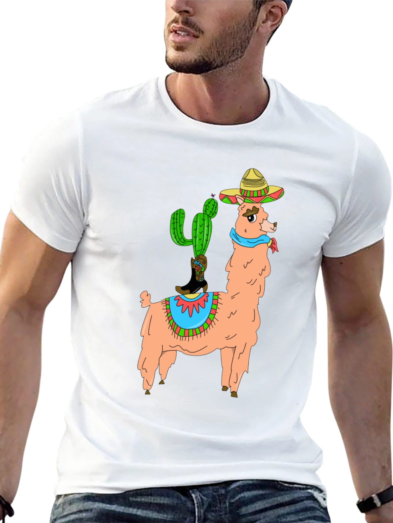Llama Cactus Graphic Tee - Stylish Novelty T-Shirt