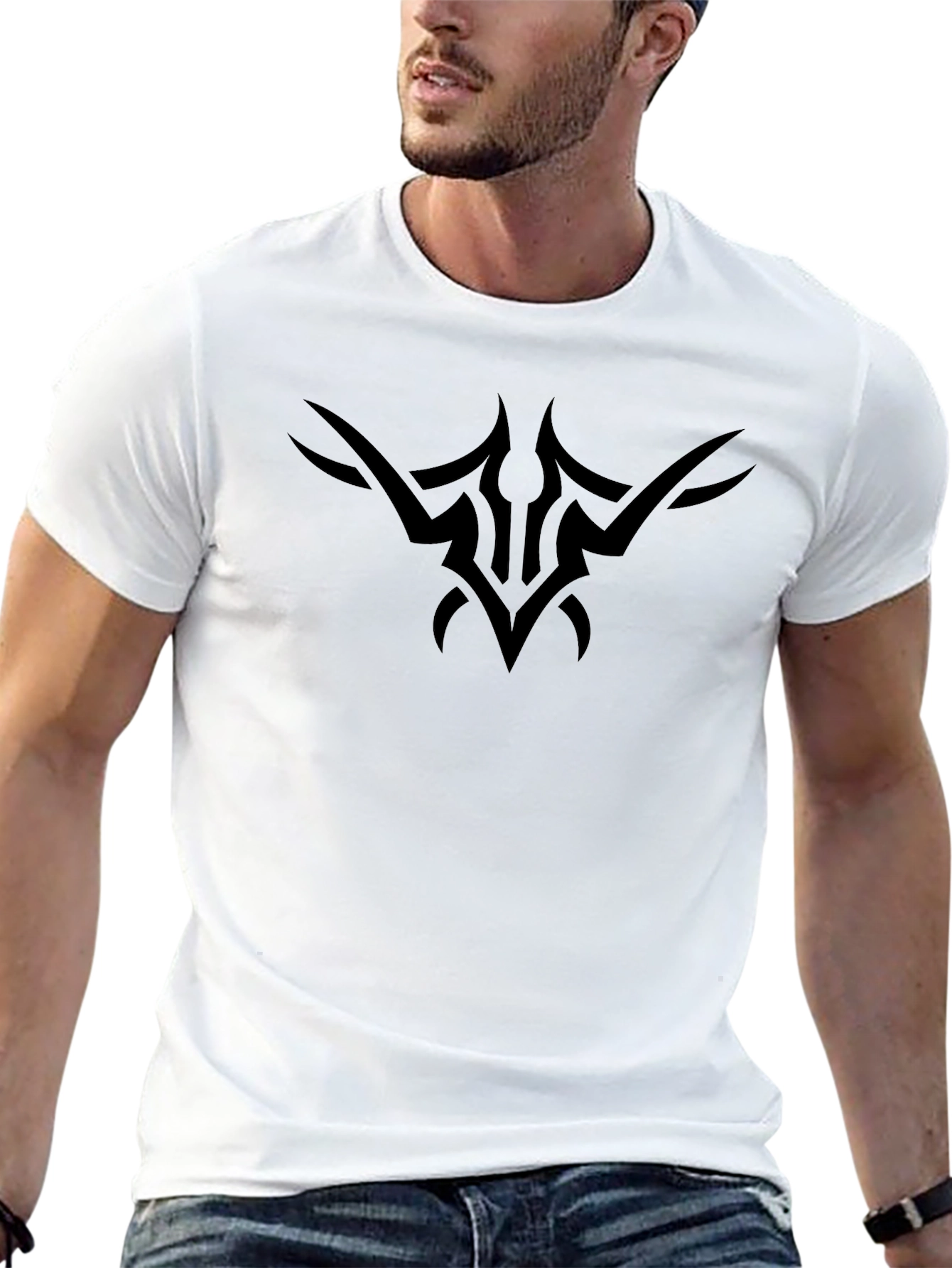 Mens Black Tribal Graphic T-Shirt