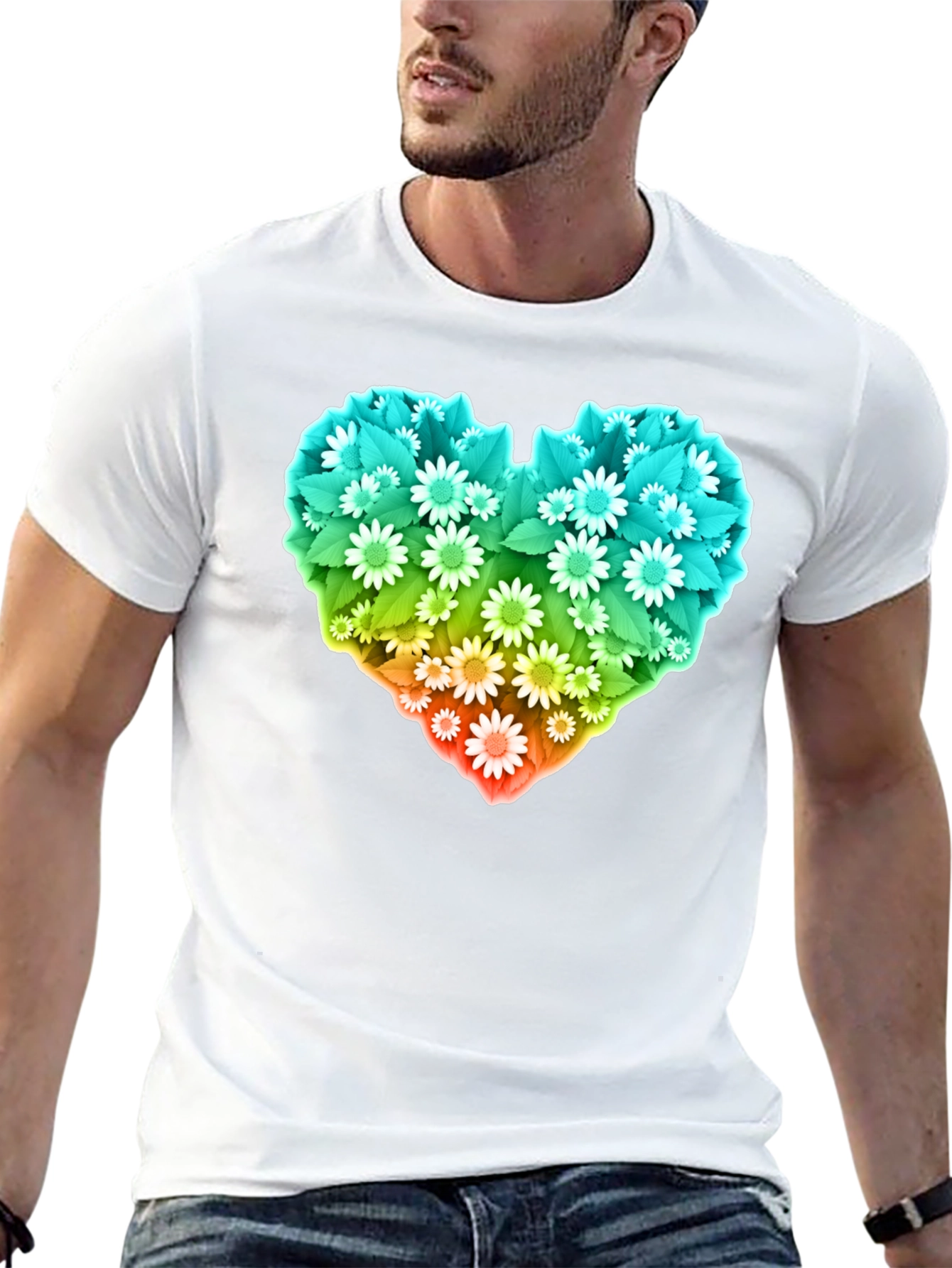 Floral Heart Graphic T-Shirt - Black