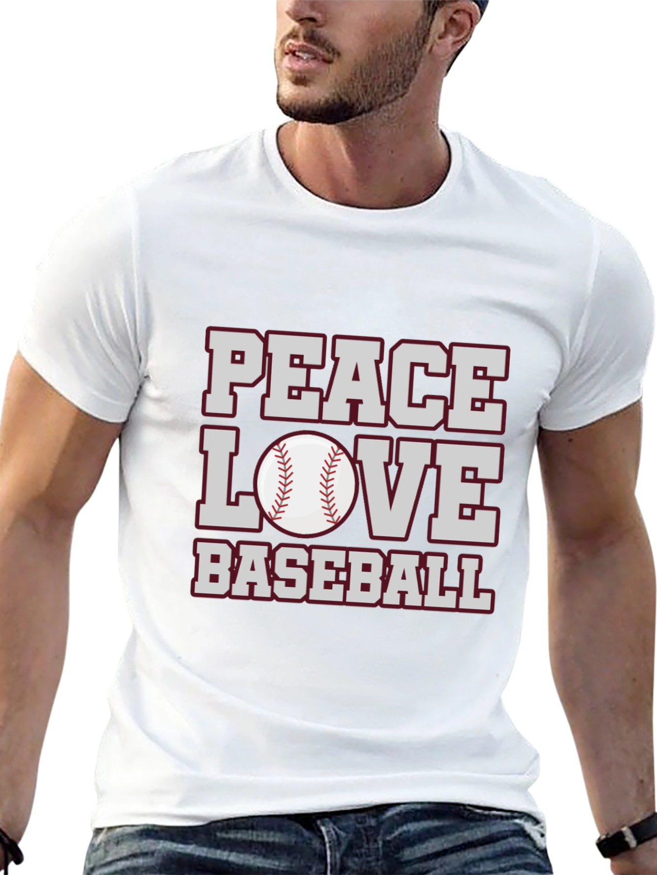 Peace Love Baseball Graphic T-Shirt