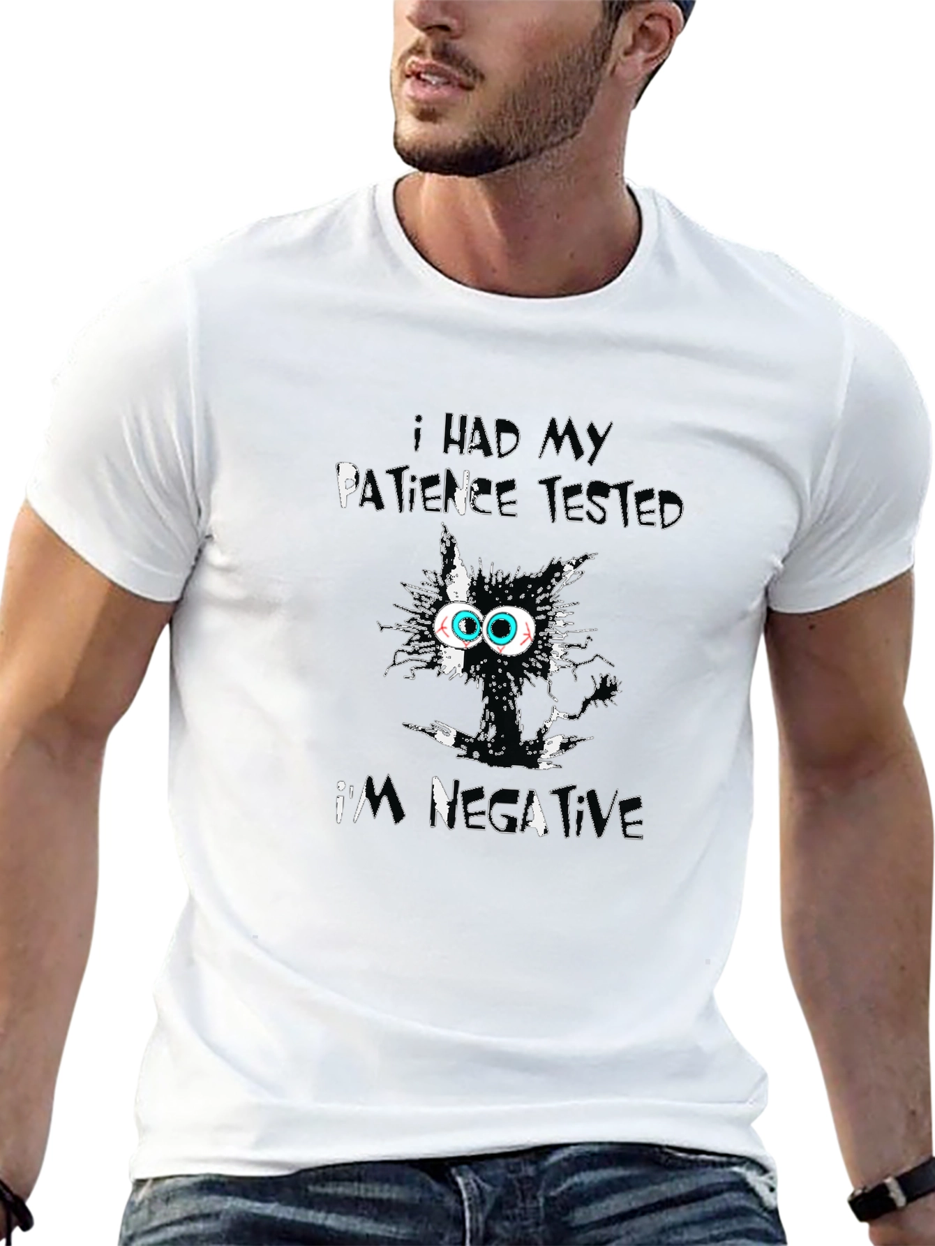 Patience Tested Negative Black Cat T-Shirt