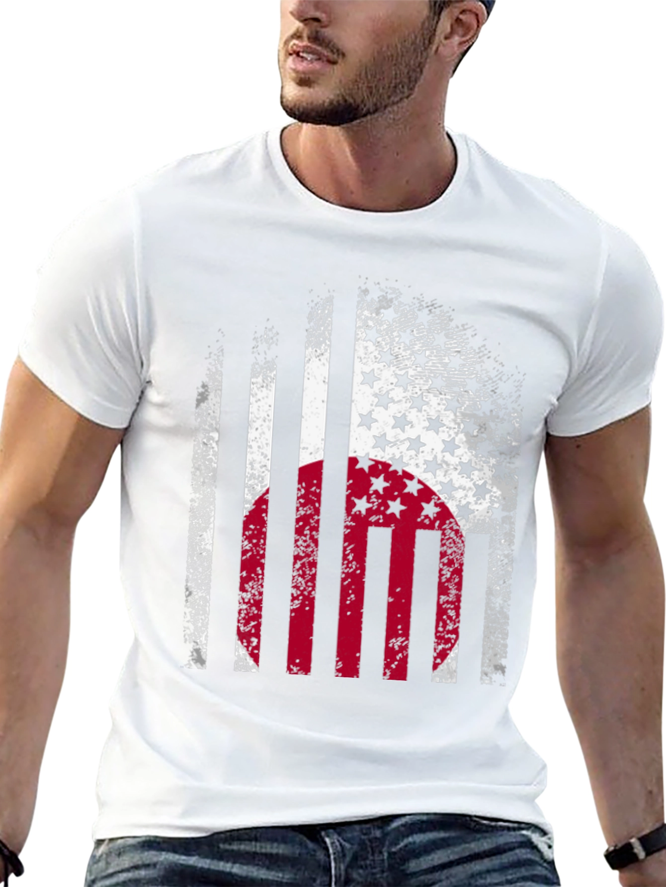 USA Japan Flag Graphic Print T-Shirt