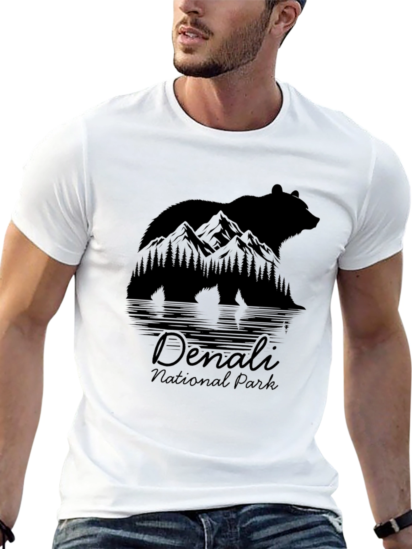 Denali National Park Bear Graphic Tee - Black