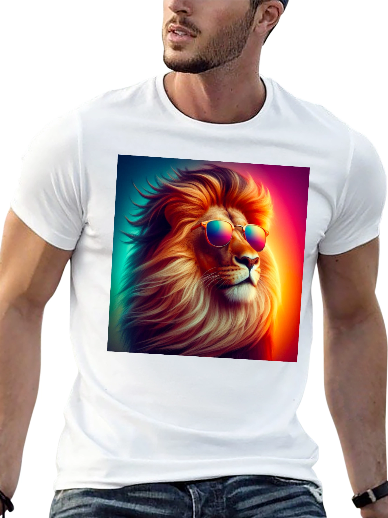 Cool Lion Graphic Tee - Black Cotton Blend