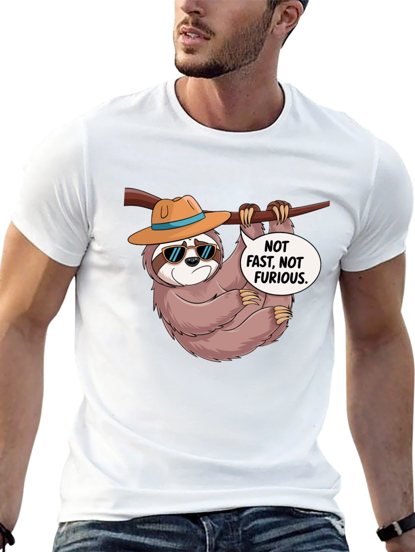 Funny Sloth T-Shirt: Not Fast Not Furious Graphic Tee