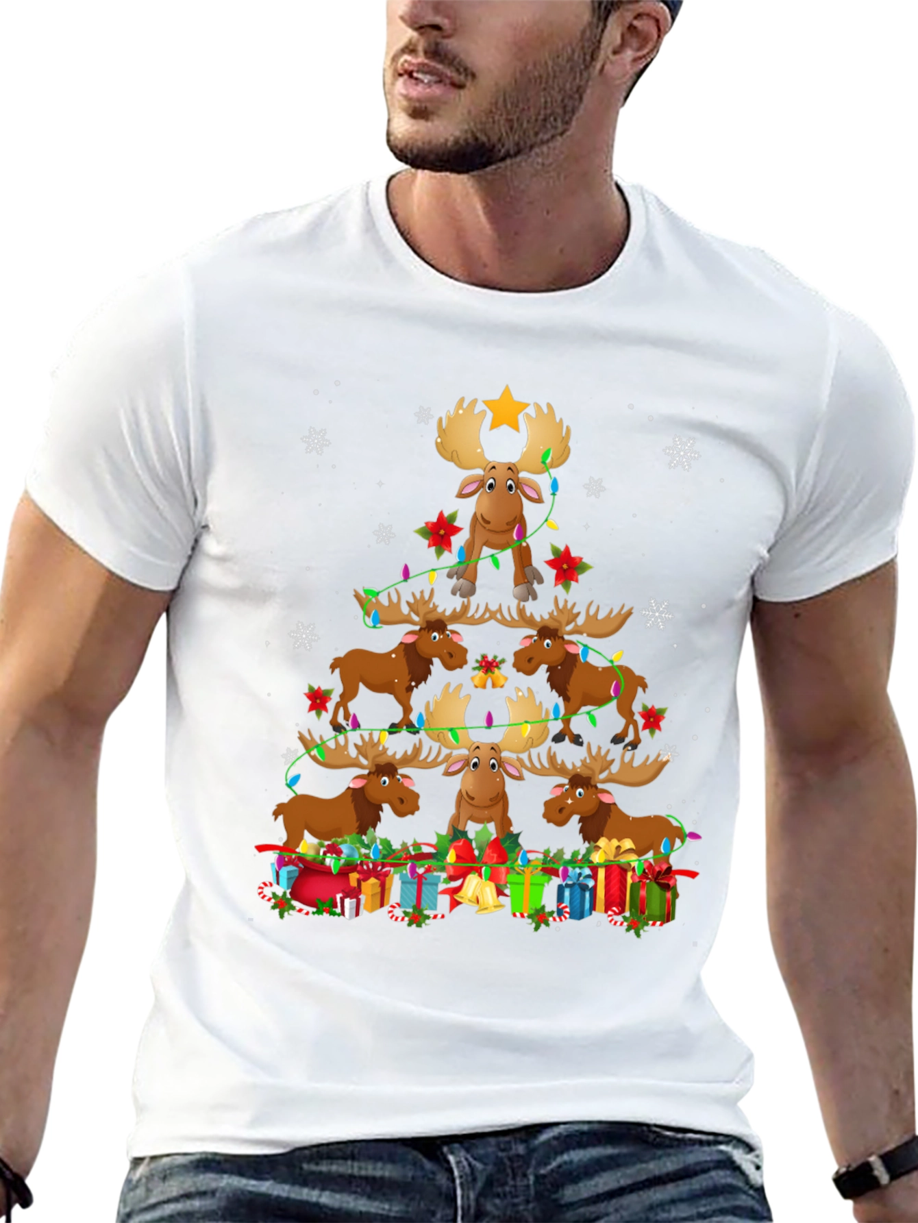 Christmas Moose Tree Graphic Tee