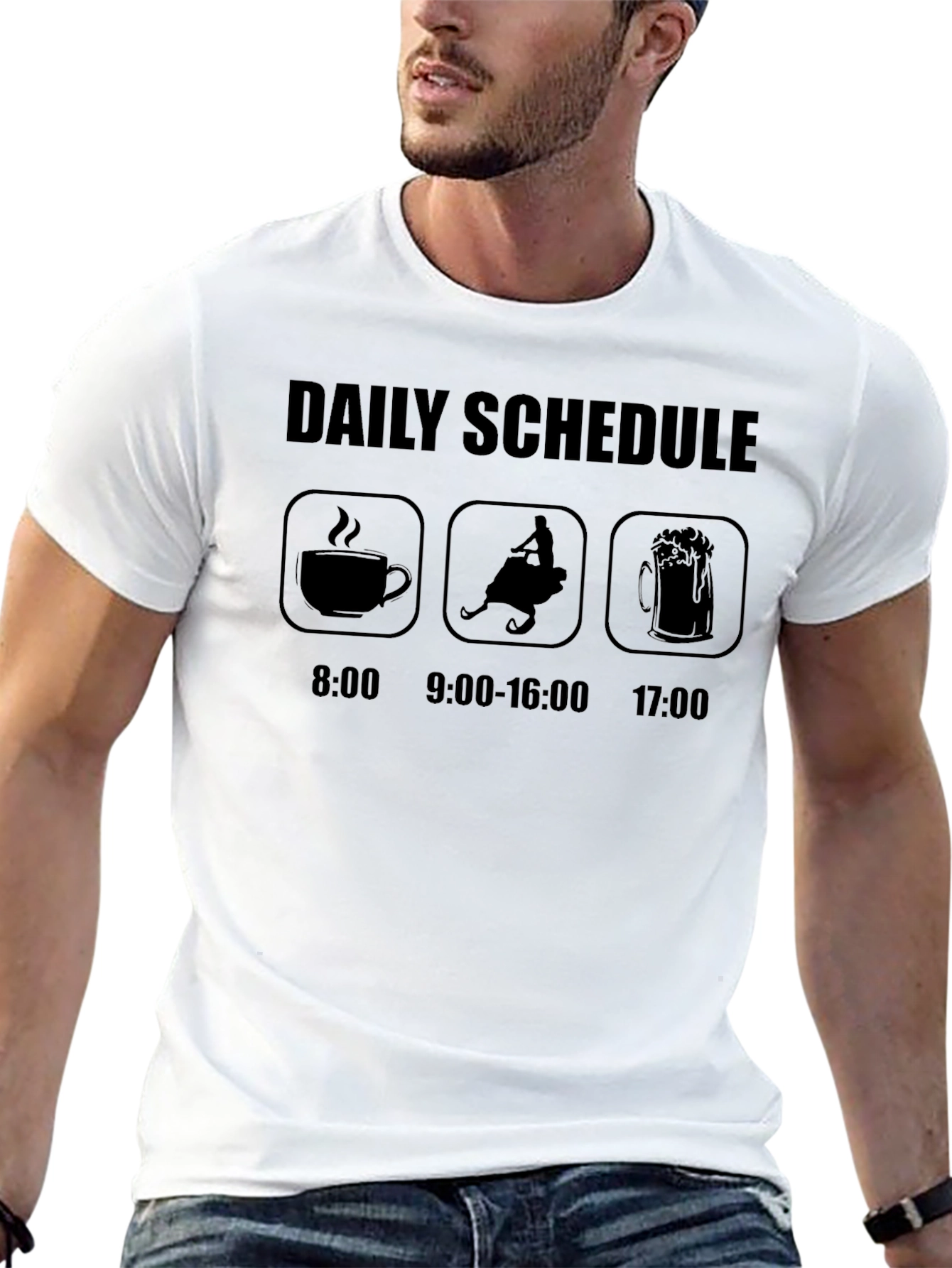 Daily Schedule T-Shirt: Coffee Snowmobile Beer