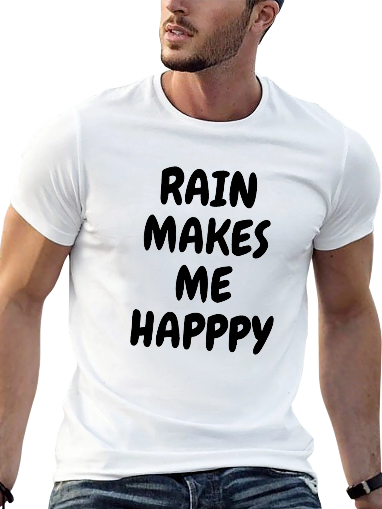 Rain Makes Me Happy Black T-Shirt