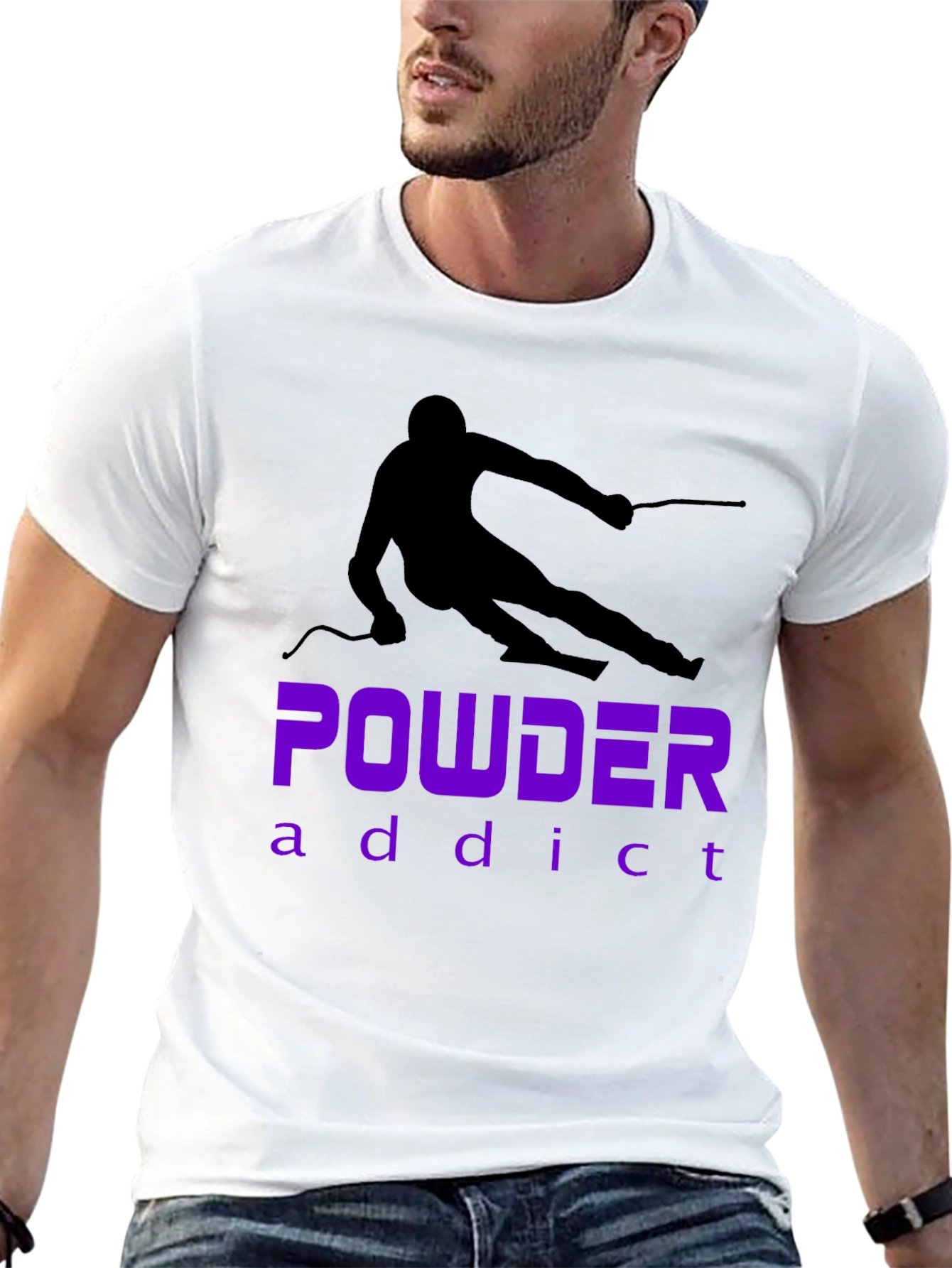 Powder Addict Skiing T-Shirt - Black Graphic Tee