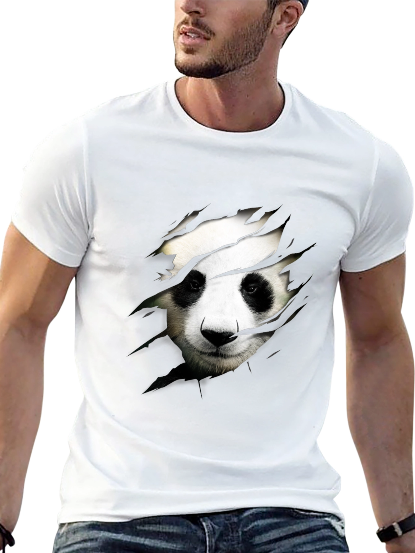 Panda Graphic Print Crew Neck T-Shirt