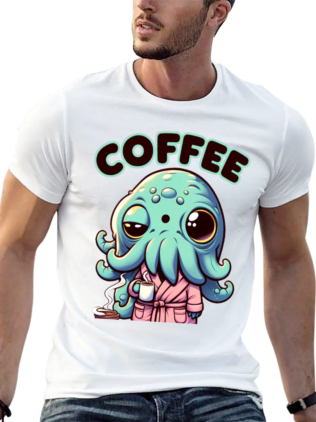 Coffee Octopus T-Shirt: Sea Creature Morning Humor
