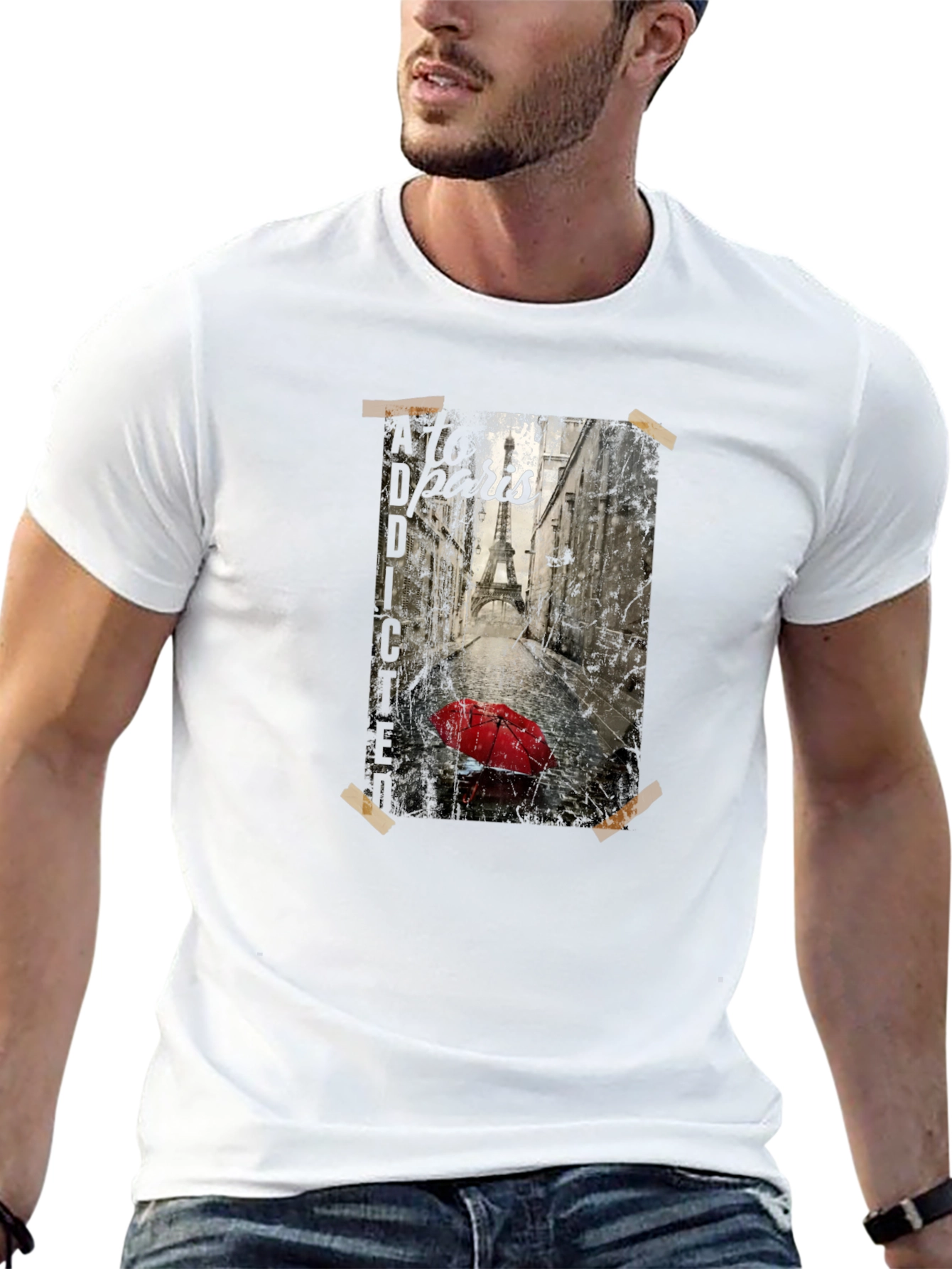 Paris Street Scene Graphic Tee - Black