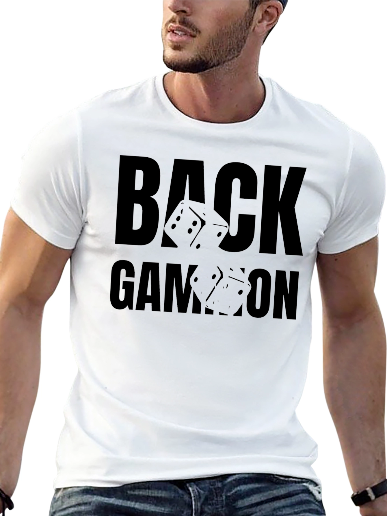 Backgammon Dice Graphic Tee - Black Cotton