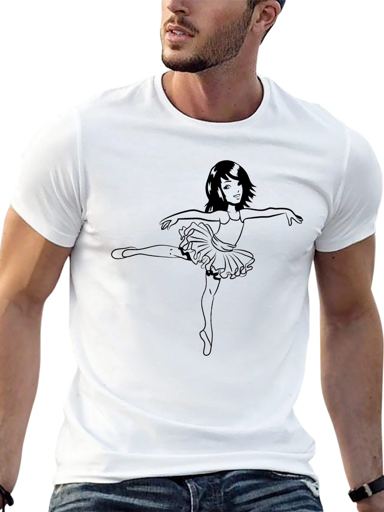 Ballerina Girl Graphic Tee - Black Cotton T-Shirt