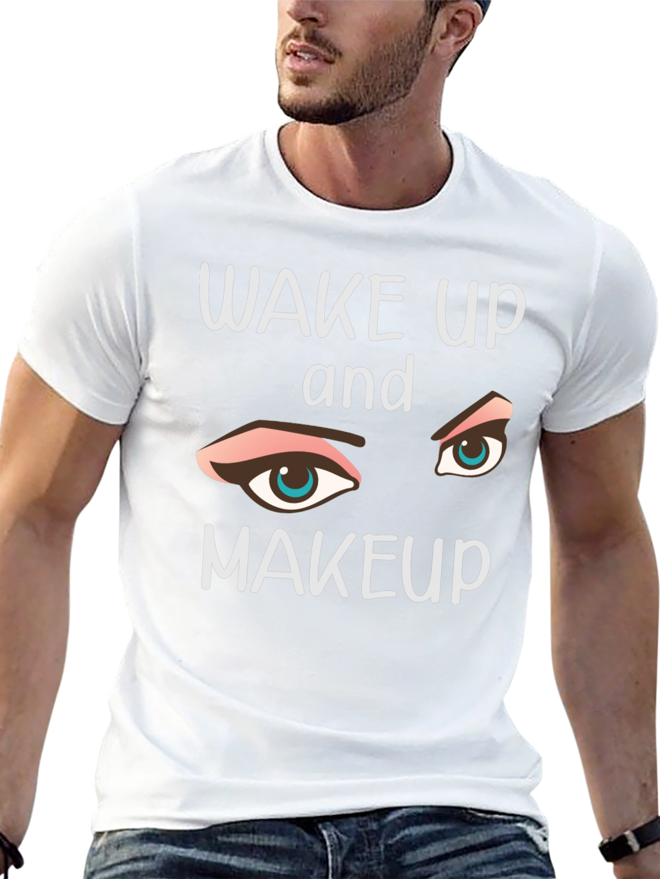 Wake Up and Makeup Graphic Tee - Trendy Style