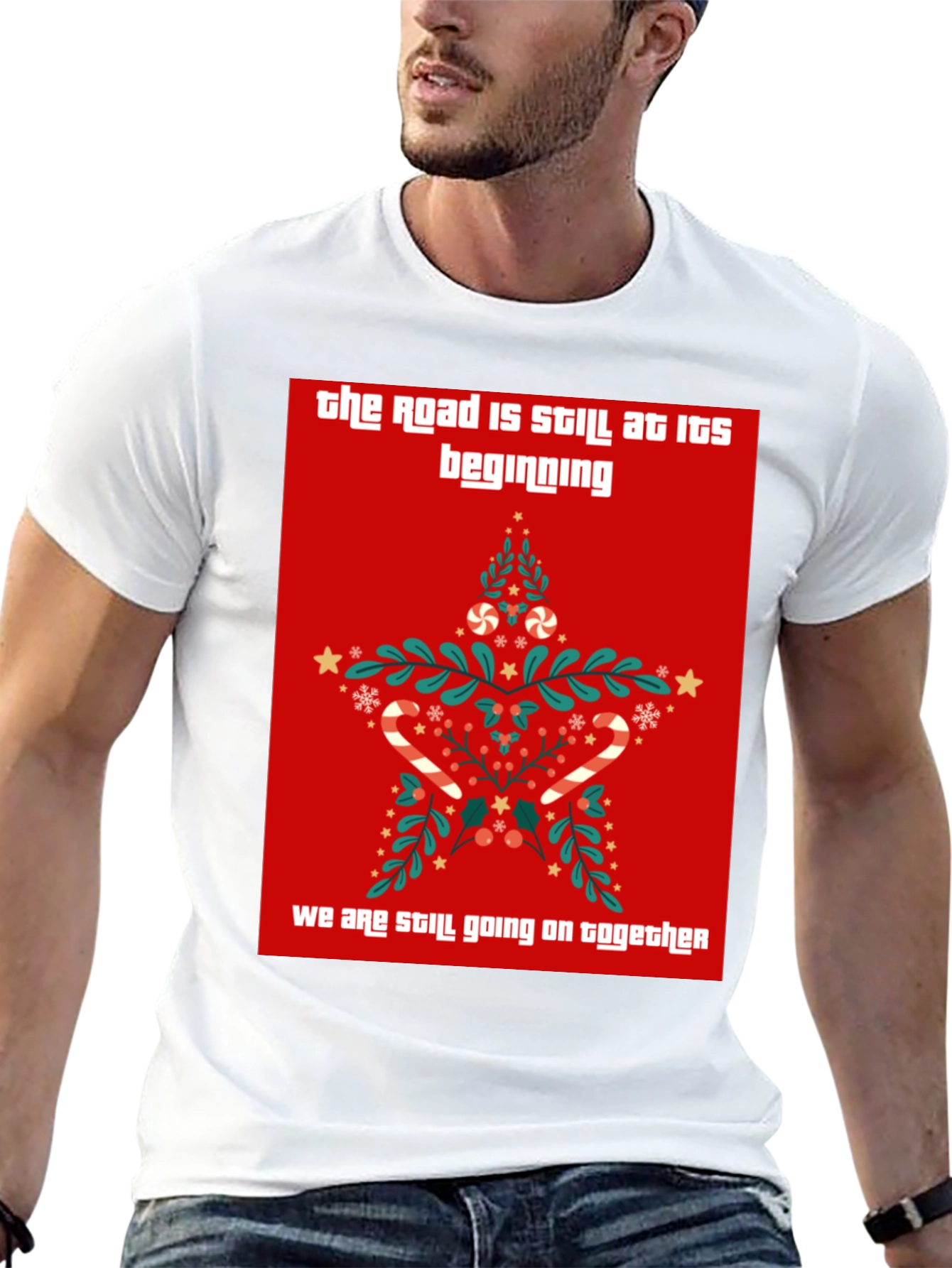 Festive Holiday Christmas Star Graphic Tee Shirt