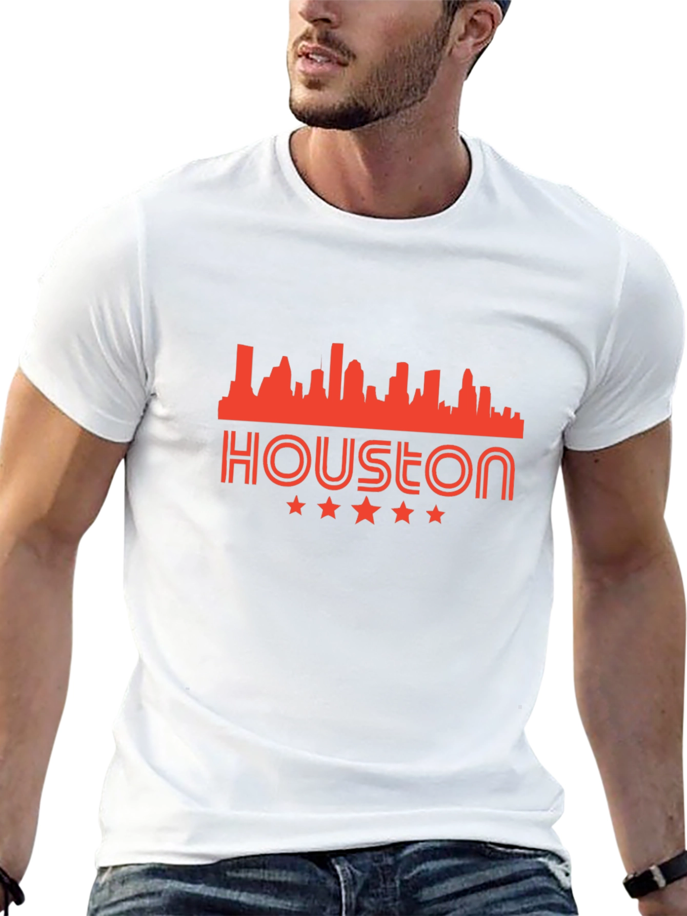 Houston Skyline Graphic Tee - Black Cotton Blend