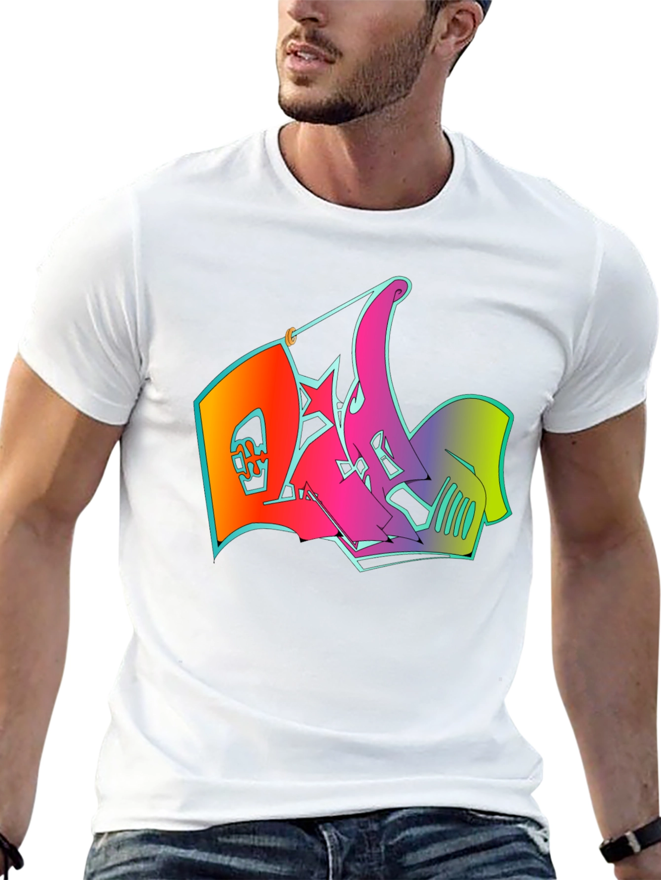 Graphic Print Mens T-Shirt - Graffiti Design