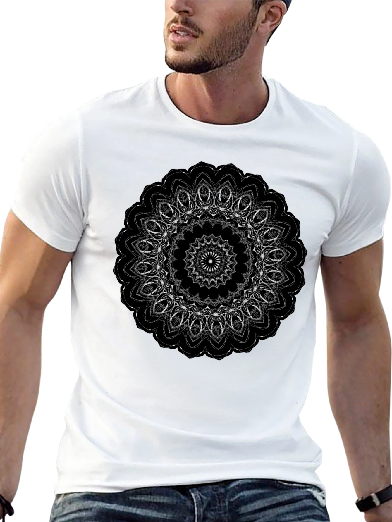 Black Mandala Graphic T-Shirt - Stylish Mens Tee
