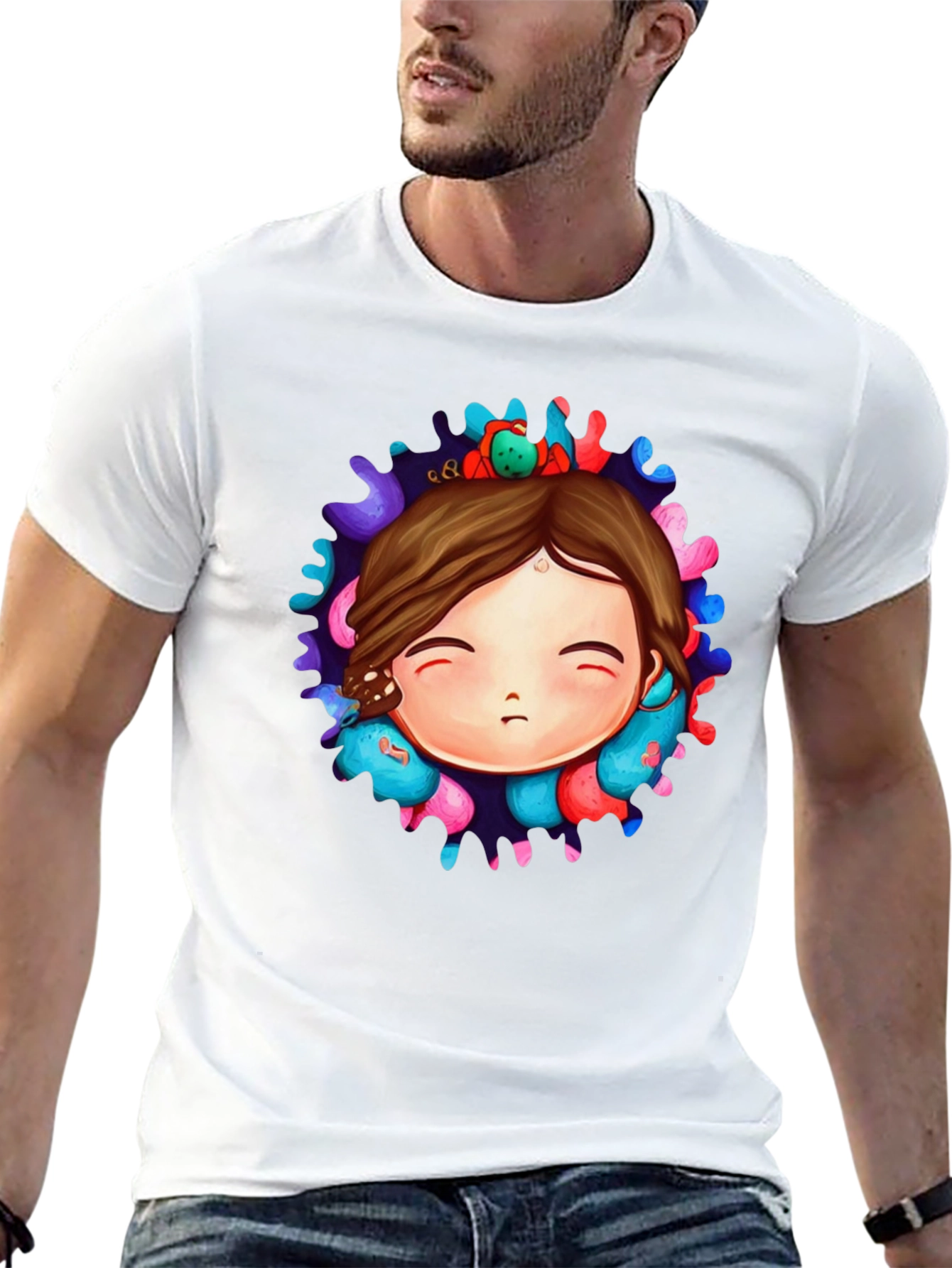 Unique Graphic Print Black T-Shirt
